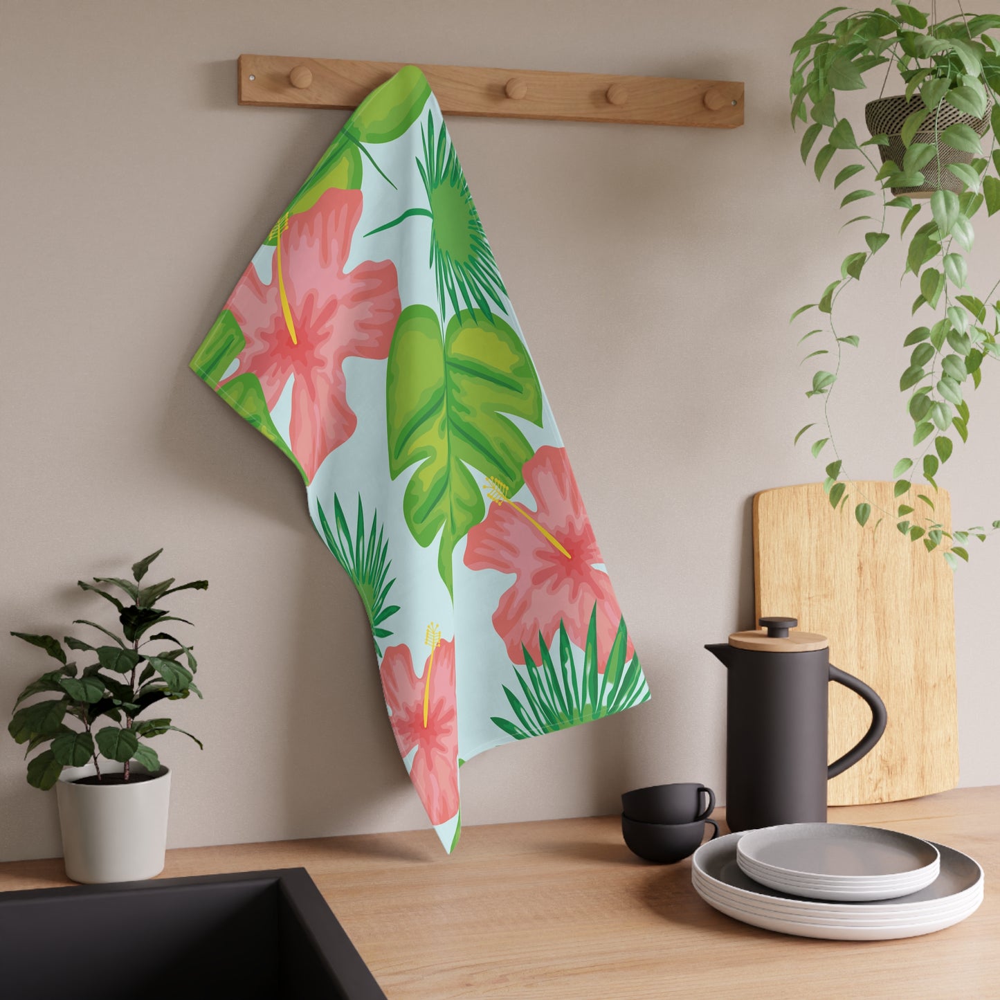 Tropical Island Printed Tea Towels - 100% Cotton Twill, 18" x 30"