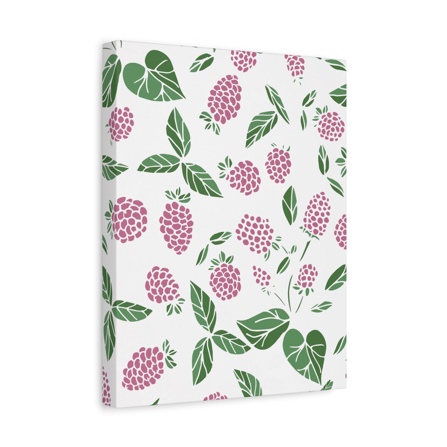 Pink Berry Canvas Wall Art Print - Multiple Sizing Options - Pink & White Art Canvas, Raspberry Print Decor, Gift for her