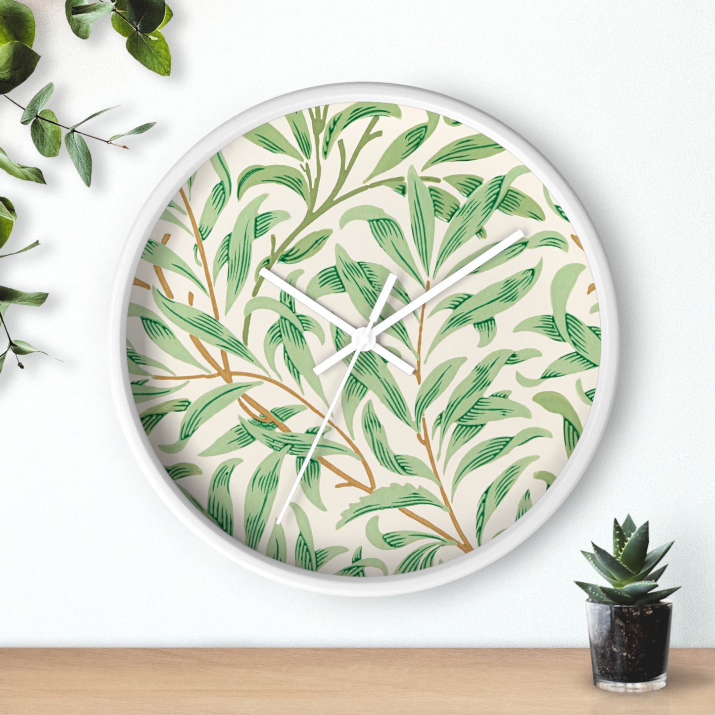 Willow Boughs Wall Clock - Select from Black, White or Natural Wood Frame
