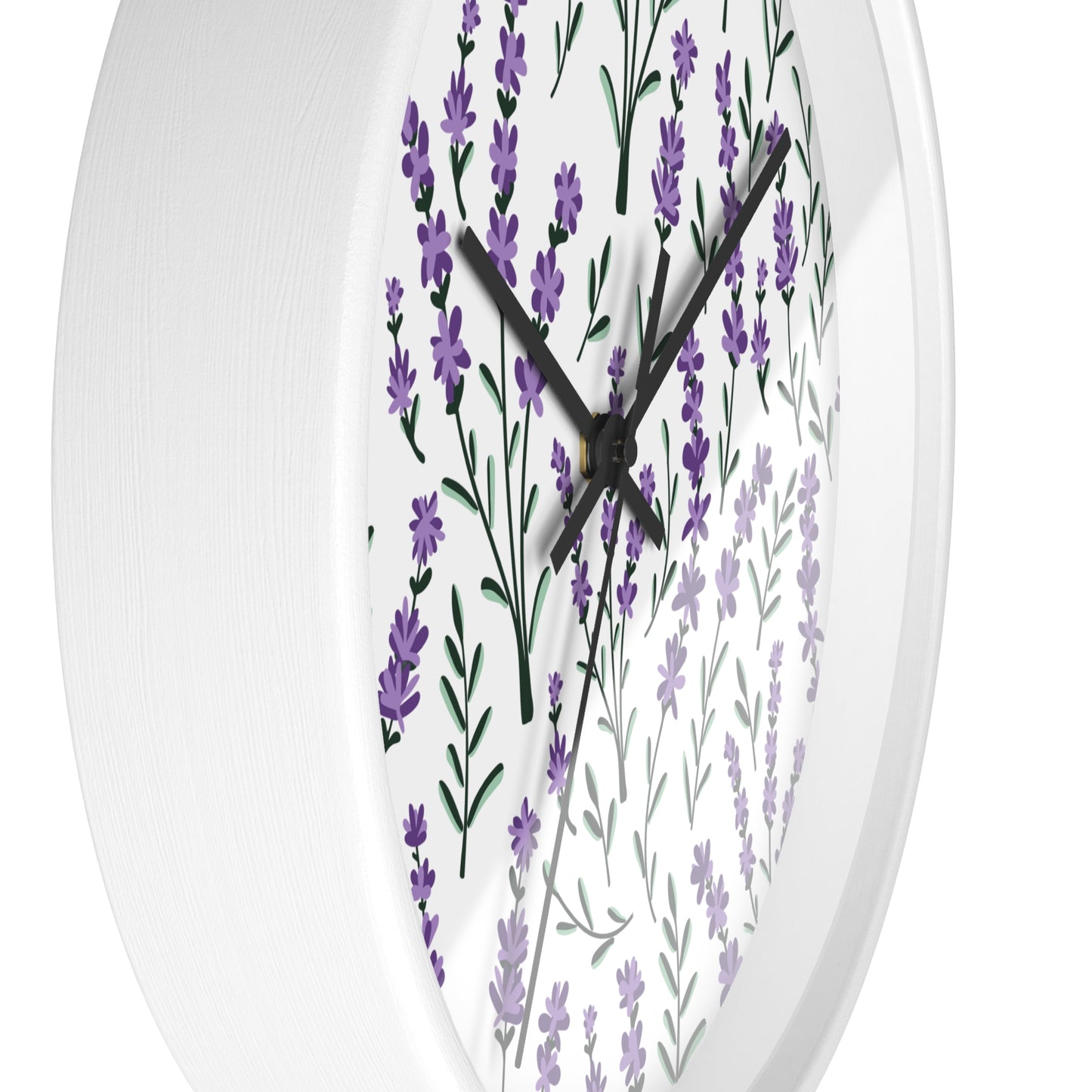 Lavender White Wall Clock - Select from Black, White or Natural Wood Color