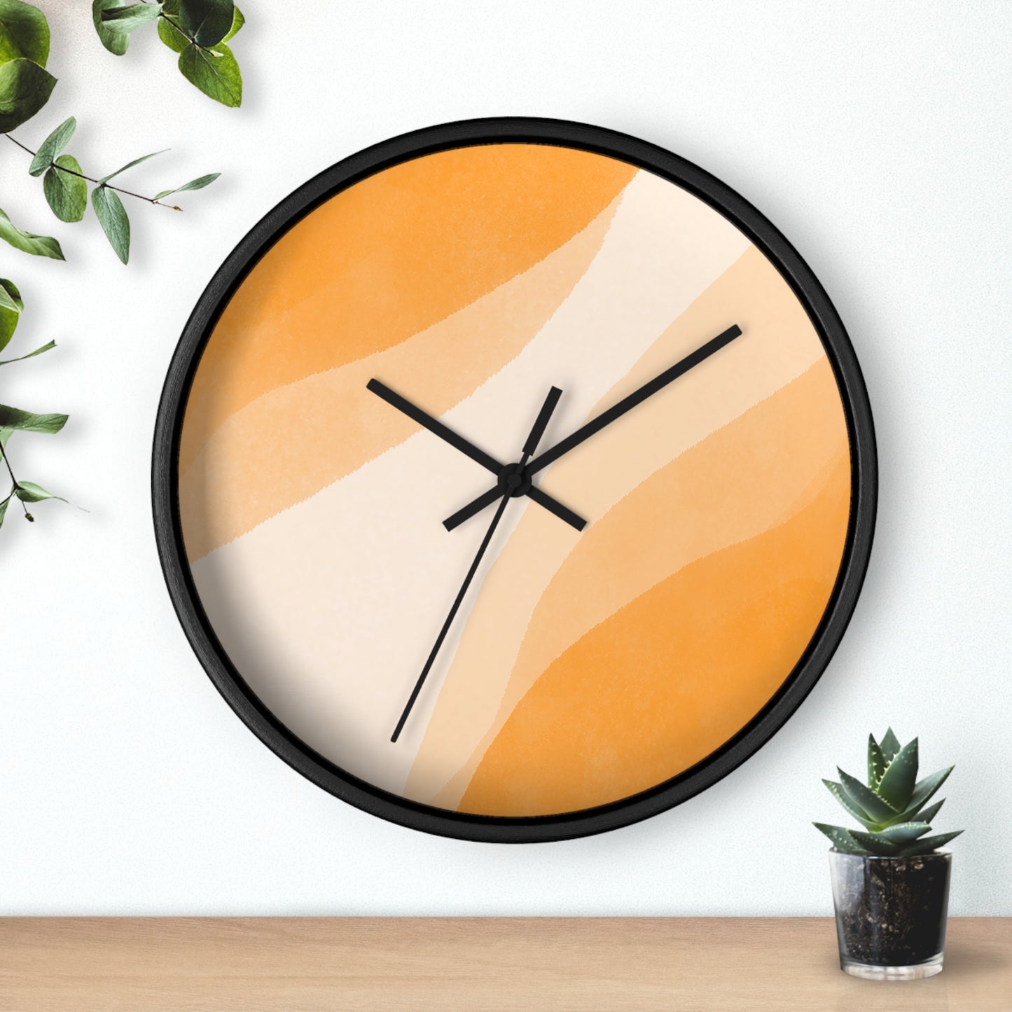 Orange Creamsicle Wall Clock - Select from Black, White or Natural Wood Color