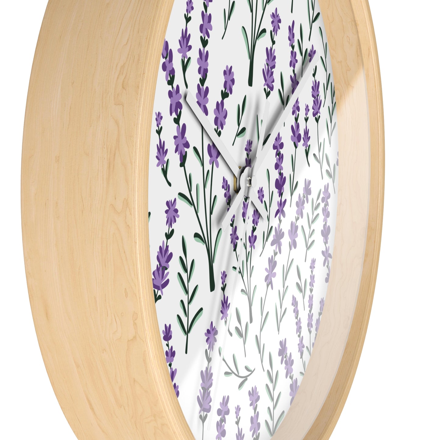 Lavender White Wall Clock - Select from Black, White or Natural Wood Color