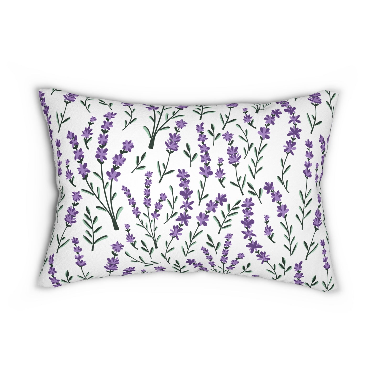 Lavender White Printed Lumbar Pillow with Insert (20" x 14") - Includes insert and zipper closure