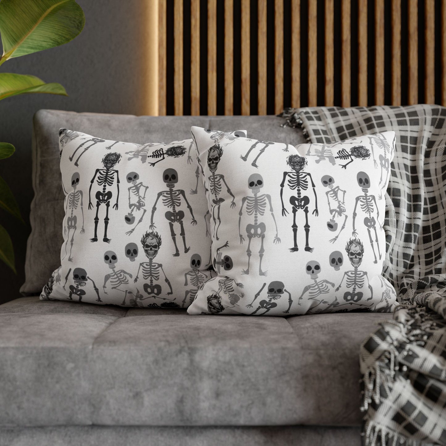 Skeletons Pillow Cover (no insert) - Multiple Sizes (14"x14", 16"x16", 18"x18", 20"x20") - Halloween Home Decor, Skeleton Throw Pillow, Halloween Throw Pillow Cover, Spooky Gift Idea, Unique Pillow Cover - Price for 1 pillow cover