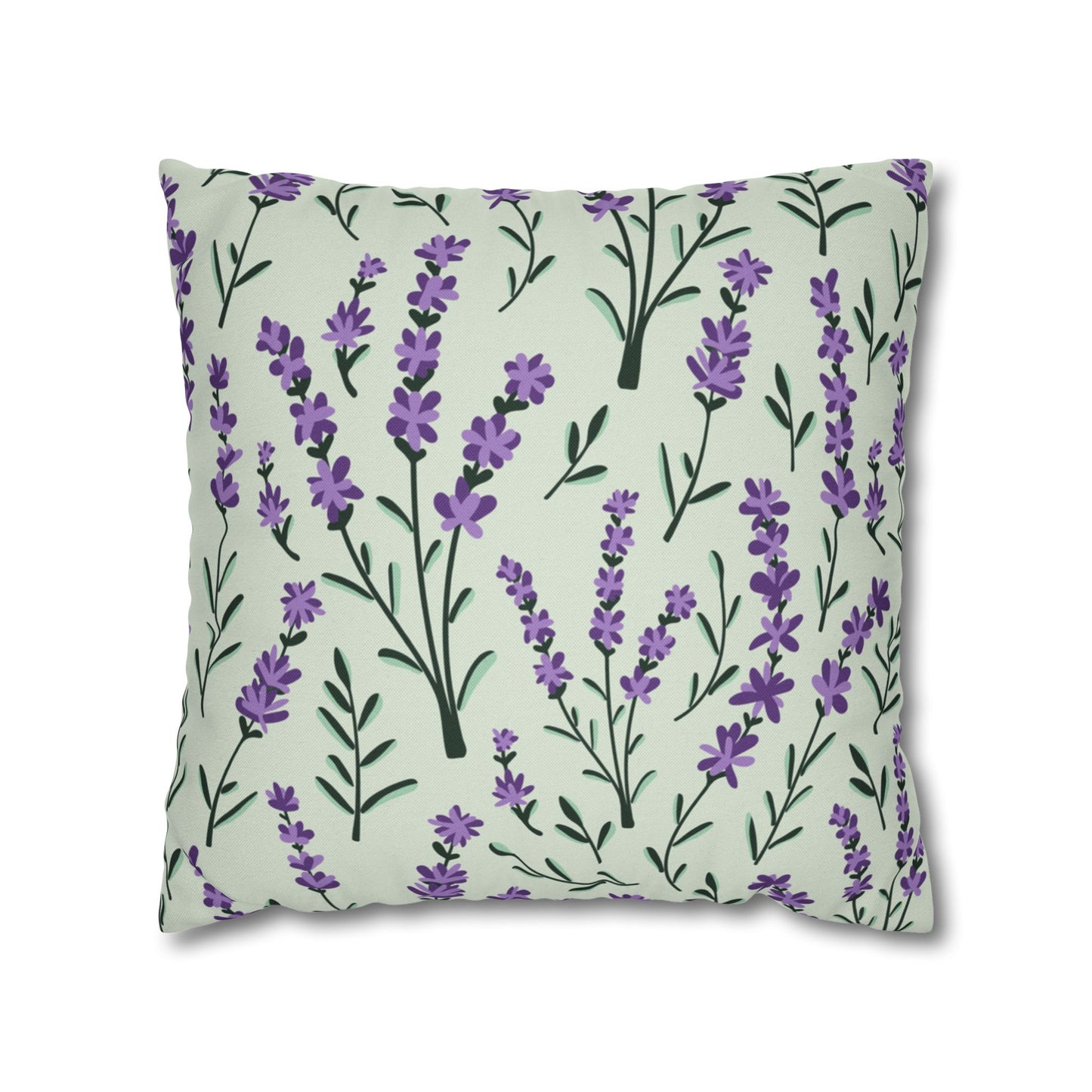Lavender Sage Printed Square Pillow Cover (no insert) - Multiple Sizes (14"x14", 16"x16", 18"x18", 20"x20"), Includes zipper closure