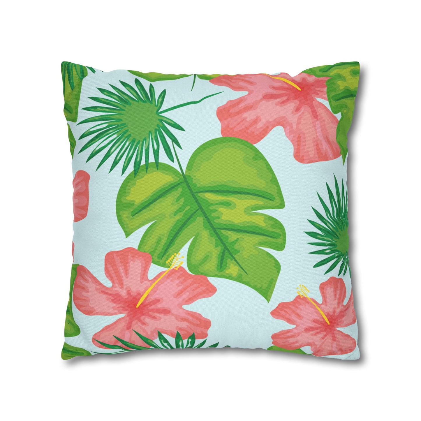 Tropical Island Printed Square Pillow Cover (no insert) - Multiple Sizes (14"x14", 16"x16", 18"x18", 20"x20"), Includes zipper closure