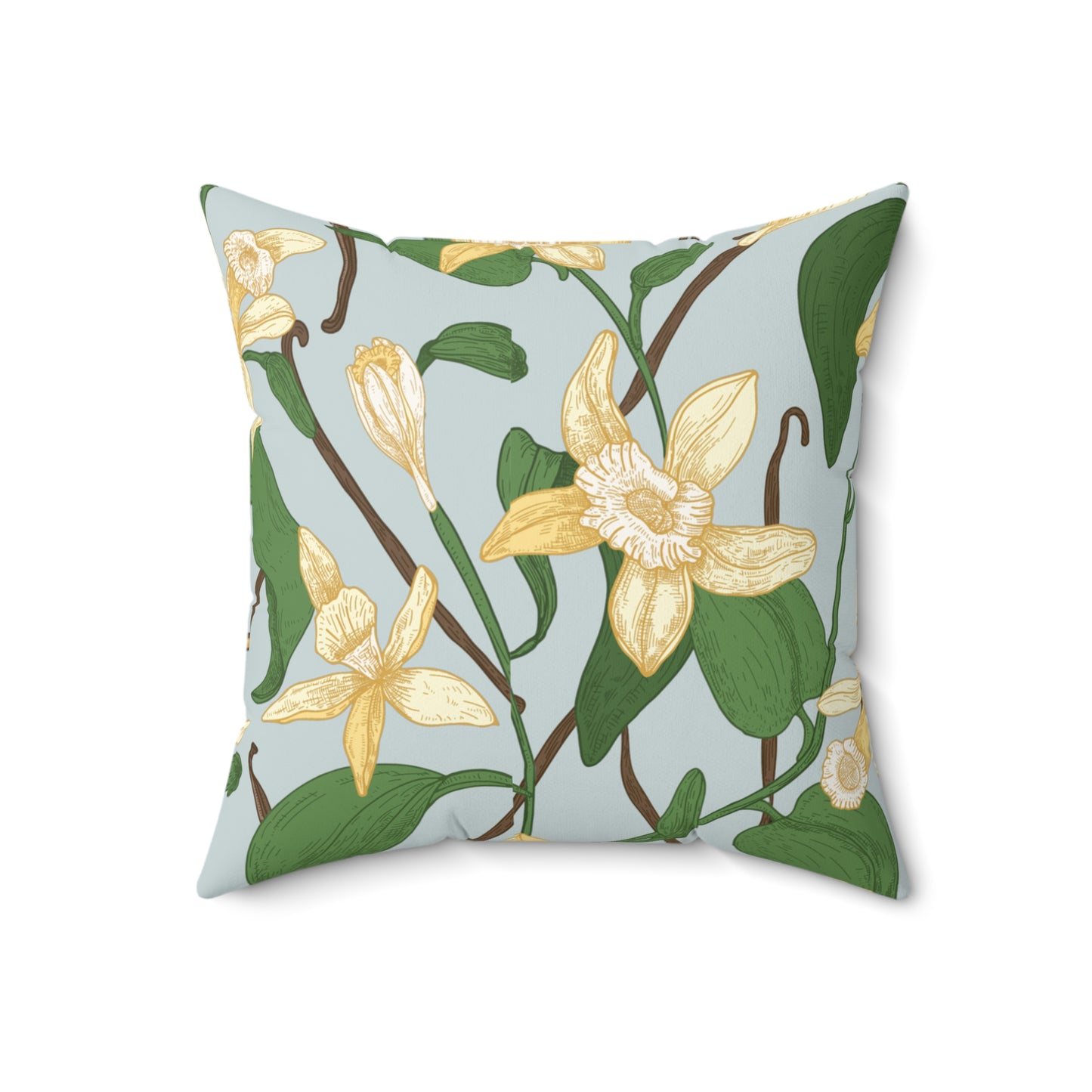 Vanilla Bean Printed Square Pillow Cover with Insert - Multiple Sizes (14"x14", 16"x16", 18"x18", 20"x20"), Includes insert and zipper closure