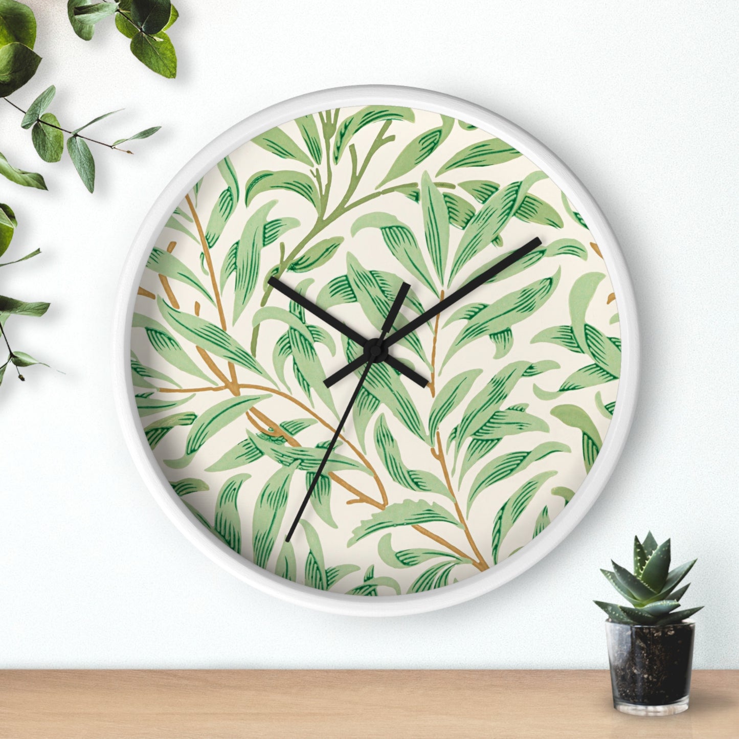 Willow Boughs Wall Clock - Select from Black, White or Natural Wood Frame