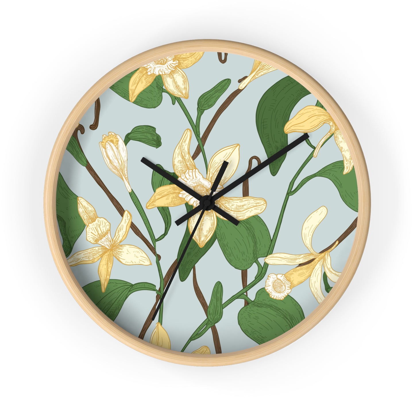Vanilla Bean Wall Clock - Select from Black, White or Natural Wood Color