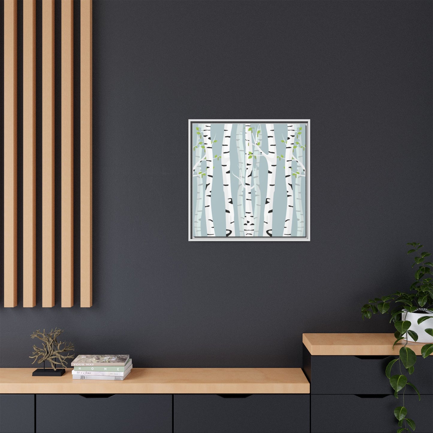White Birch Framed Matte Canvas Art - Multiple Frame Colors & Size Options