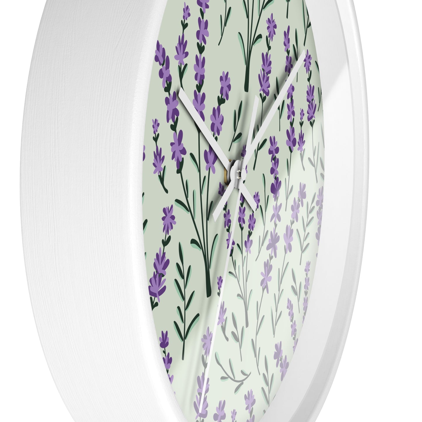 Lavender Sage Wall Clock - Select from Black, White or Natural Wood Color