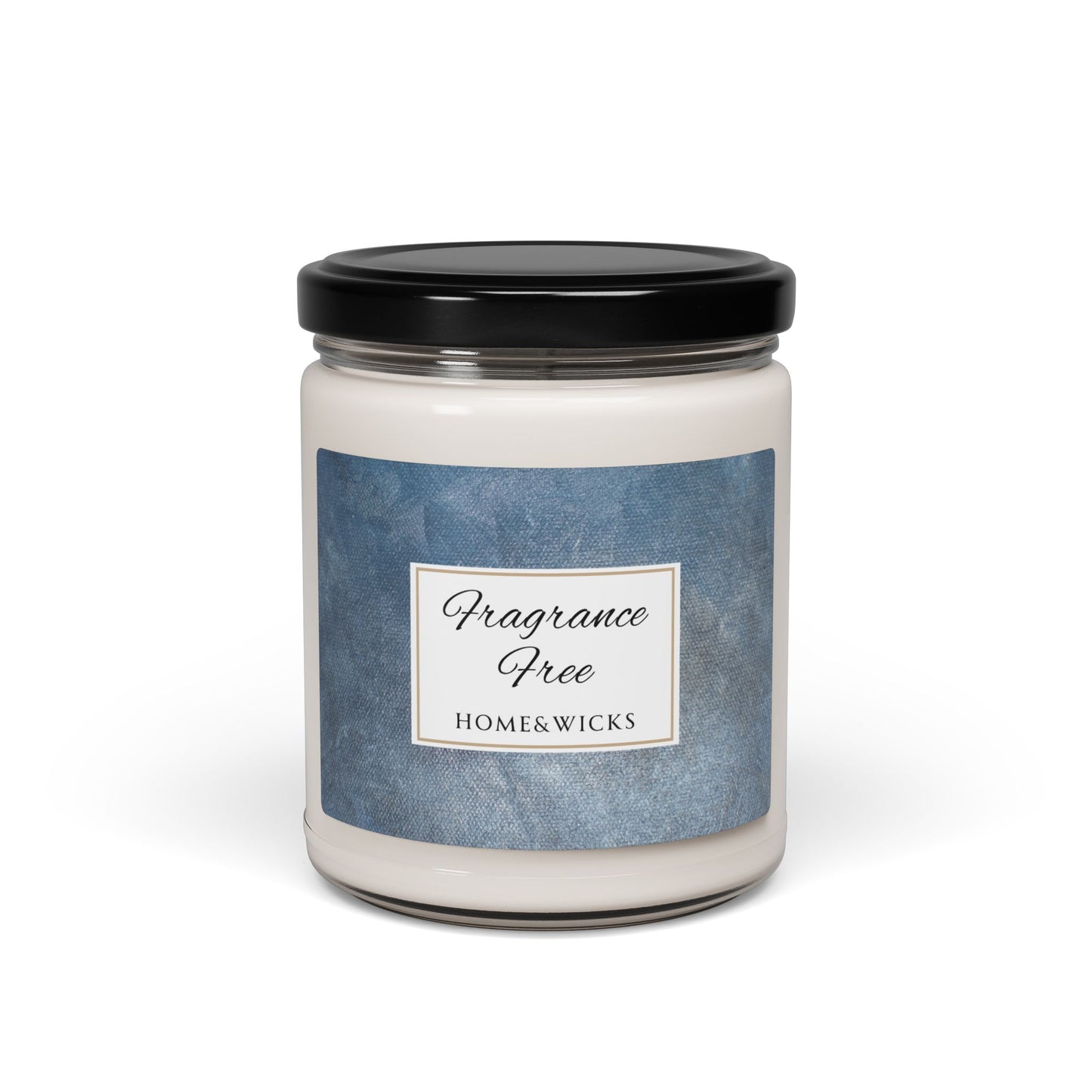 Unscented, Fragrance Free Soy Wax Candle, 9 oz. Clear Jar with Black Lid - Cotton Wicked