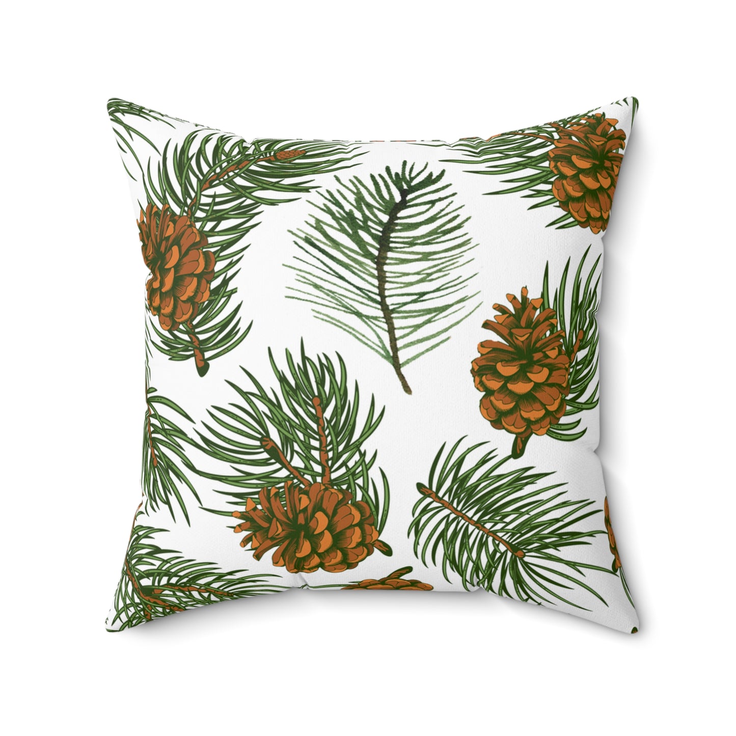 Needles & Cones Printed Square Pillow Cover with Insert - Multiple Sizes (14"x14", 16"x16", 18"x18", 20"x20"), Includes insert and zipper closure