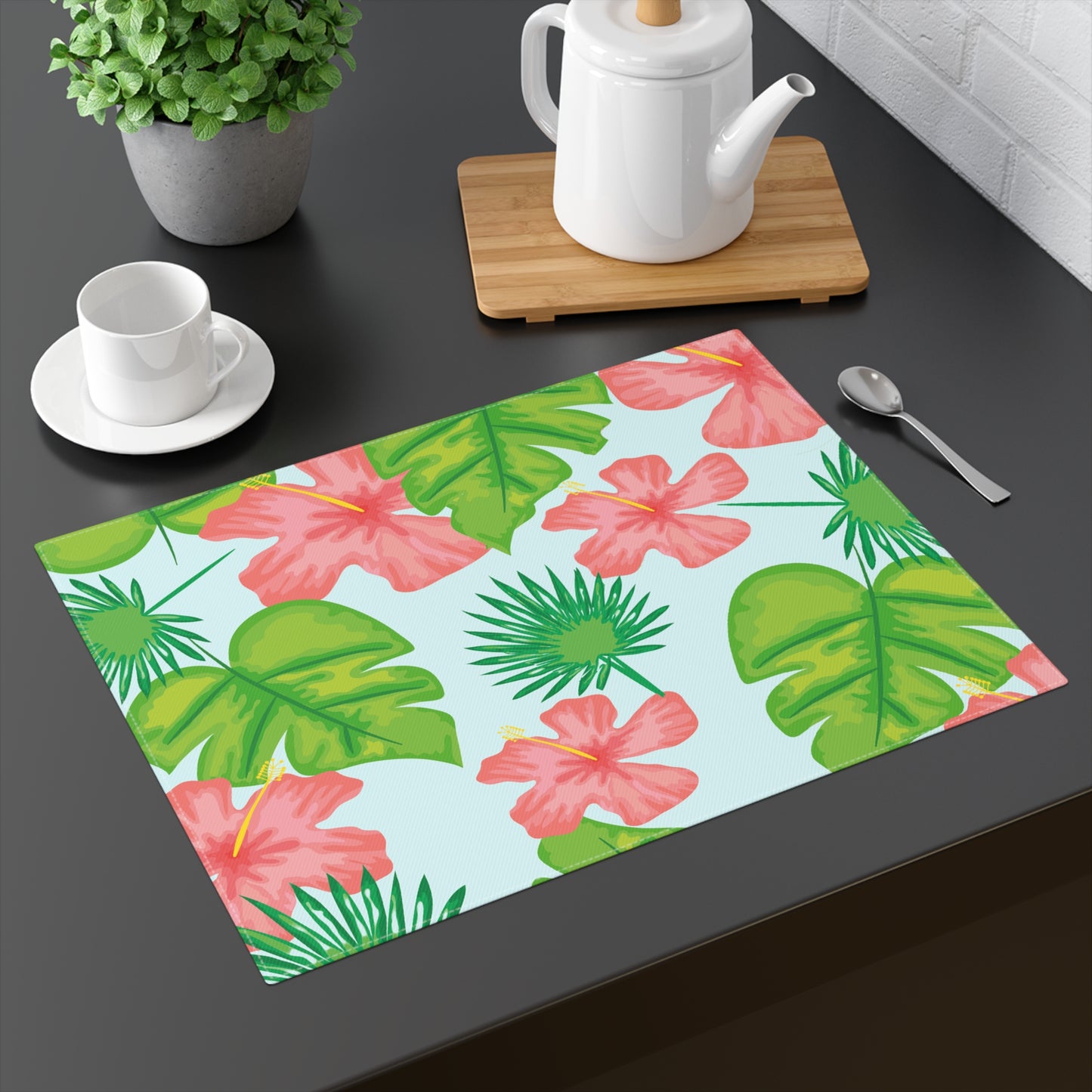 Tropical Island Placemat, 18" × 14" Cotton Twill - 1 count - Vibrant Table Decor for Summer Gatherings, Beach Parties, Home Dining, Gift for Garden Lovers, Kitchen Accessories