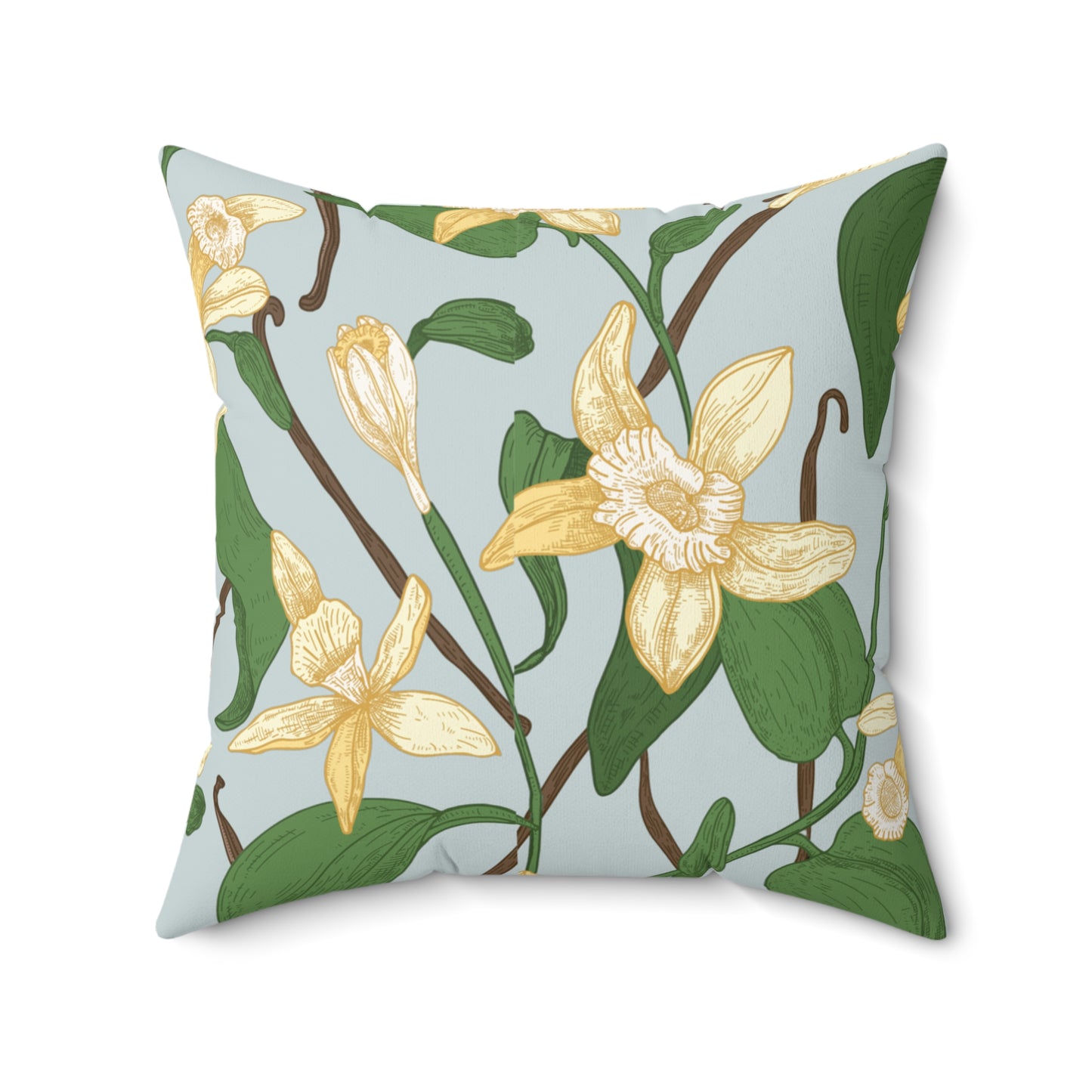 Vanilla Bean Printed Square Pillow Cover with Insert - Multiple Sizes (14"x14", 16"x16", 18"x18", 20"x20"), Includes insert and zipper closure