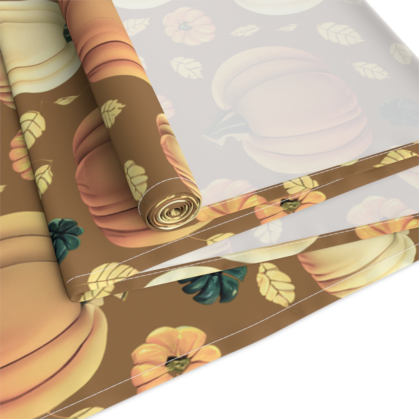 Fall Pumpkin Table Runner - 16" x 72" or 16" x 90" Size Options - Thanksgiving / Fall Table Runner, Pumpkin Thanksgiving Design Table Setting, Halloween Fall Decor - Cotton Twill or Polyester choices