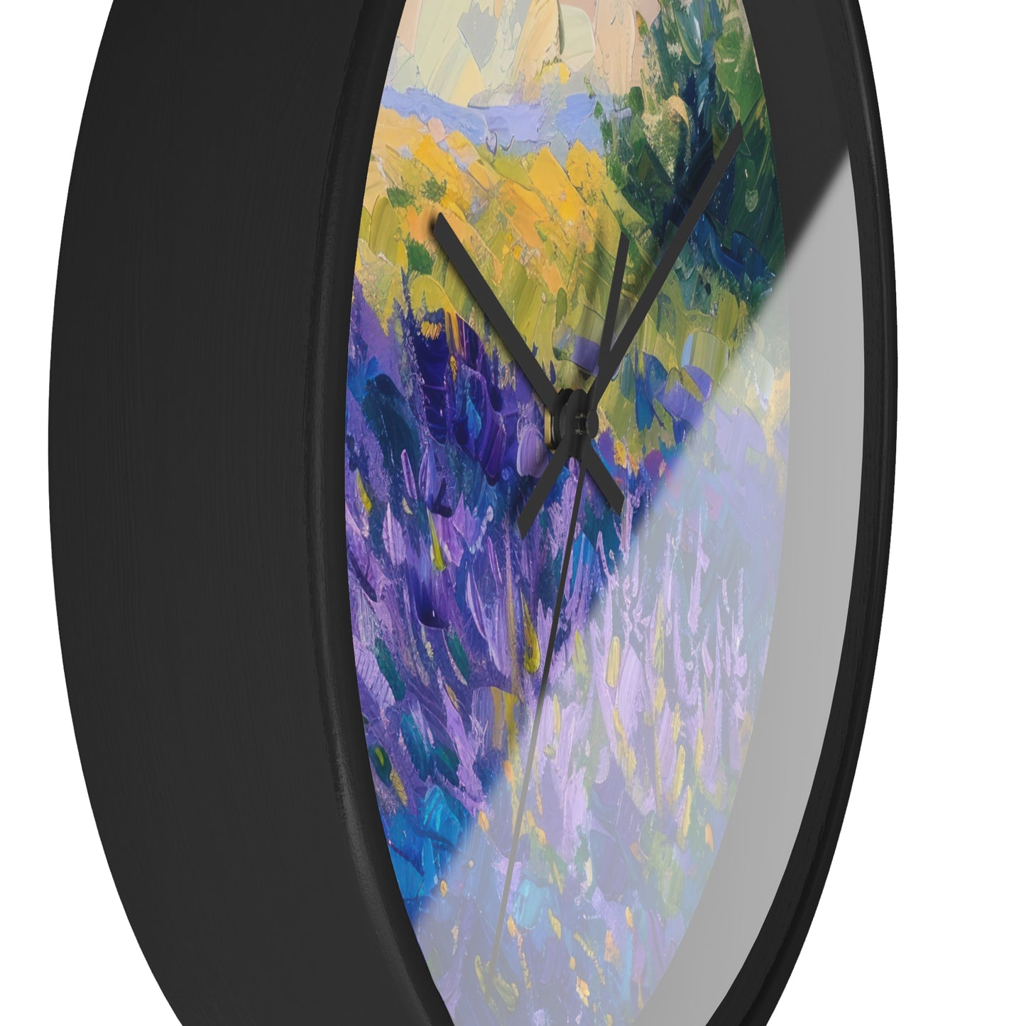 Lavender Fields Wall Clock - Select from Black, White or Natural Wood Color