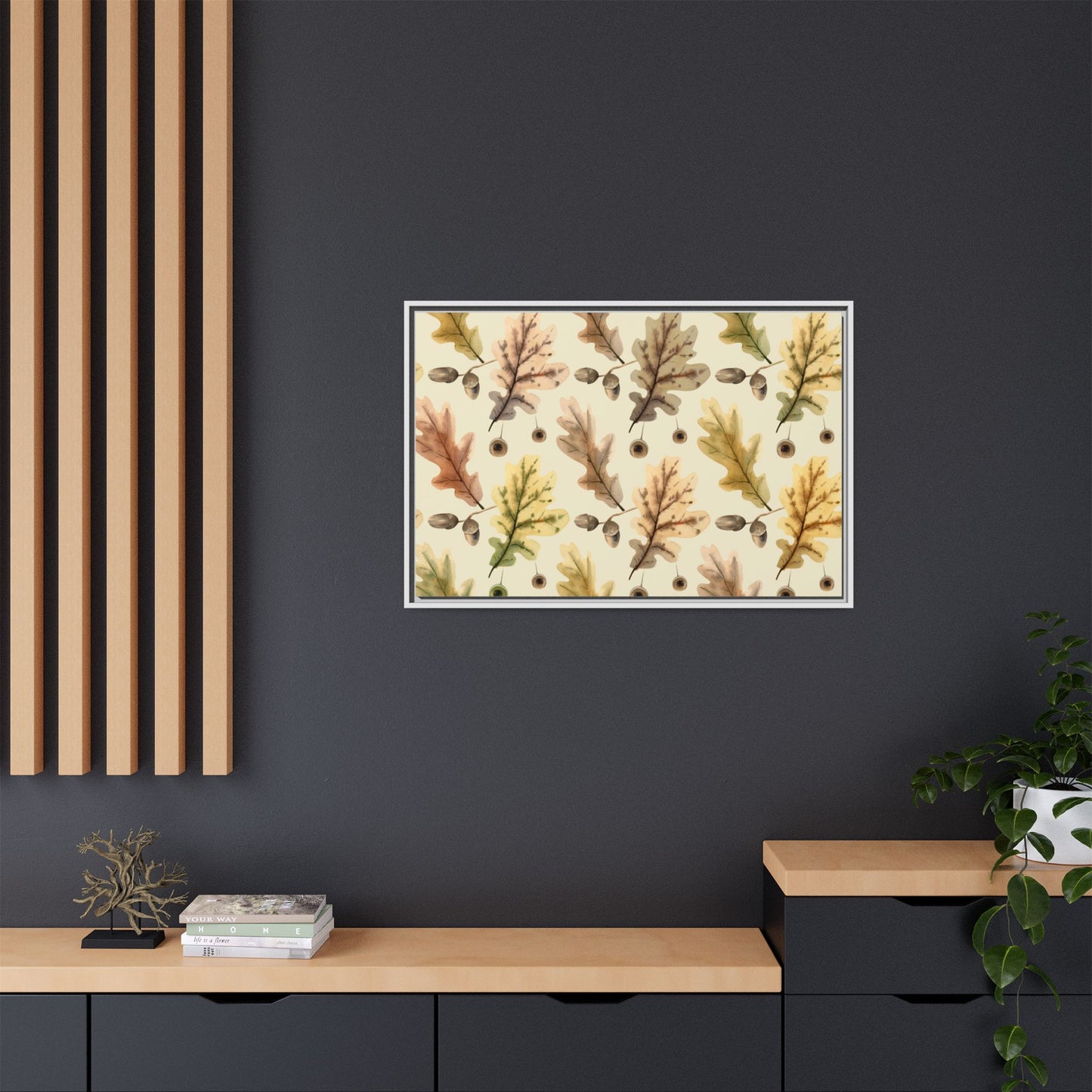 Oak Leaves Framed Matte Canvas Art - Multiple Frame Colors & Size Options