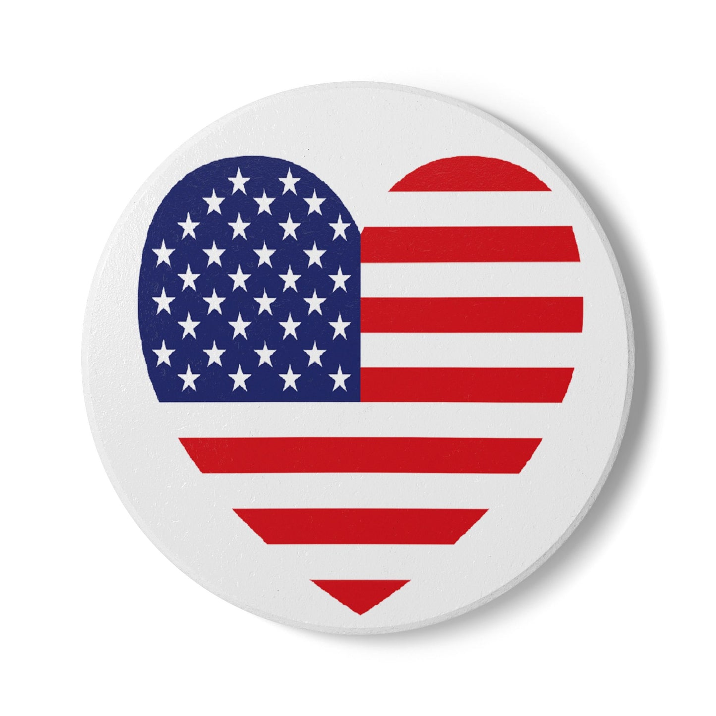 American Flag Heart Ceramic Tile Coaster - Square or Round Shape Choices, USA Flag Drink Coasters, Home Decor for Independence Day, Fourth of July Party, Priced per coaster