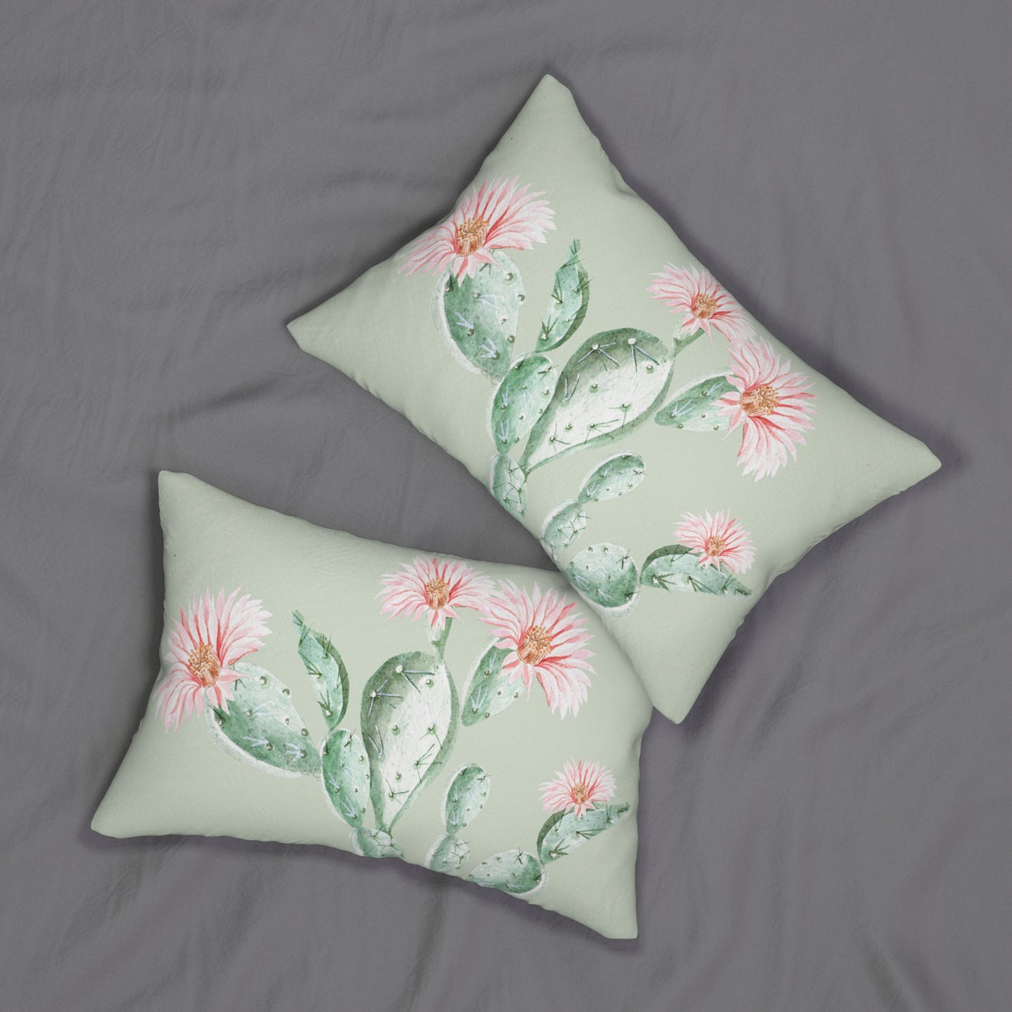 Cactus Flower Printed Lumbar Pillow with Insert (20" x 14") - Includes insert and zipper closure