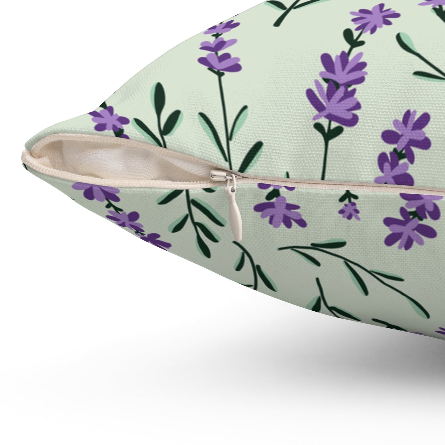 Lavender Sage Printed Square Pillow Cover with Insert - Multiple Sizes (14"x14", 16"x16", 18"x18", 20"x20"), Includes insert and zipper closure