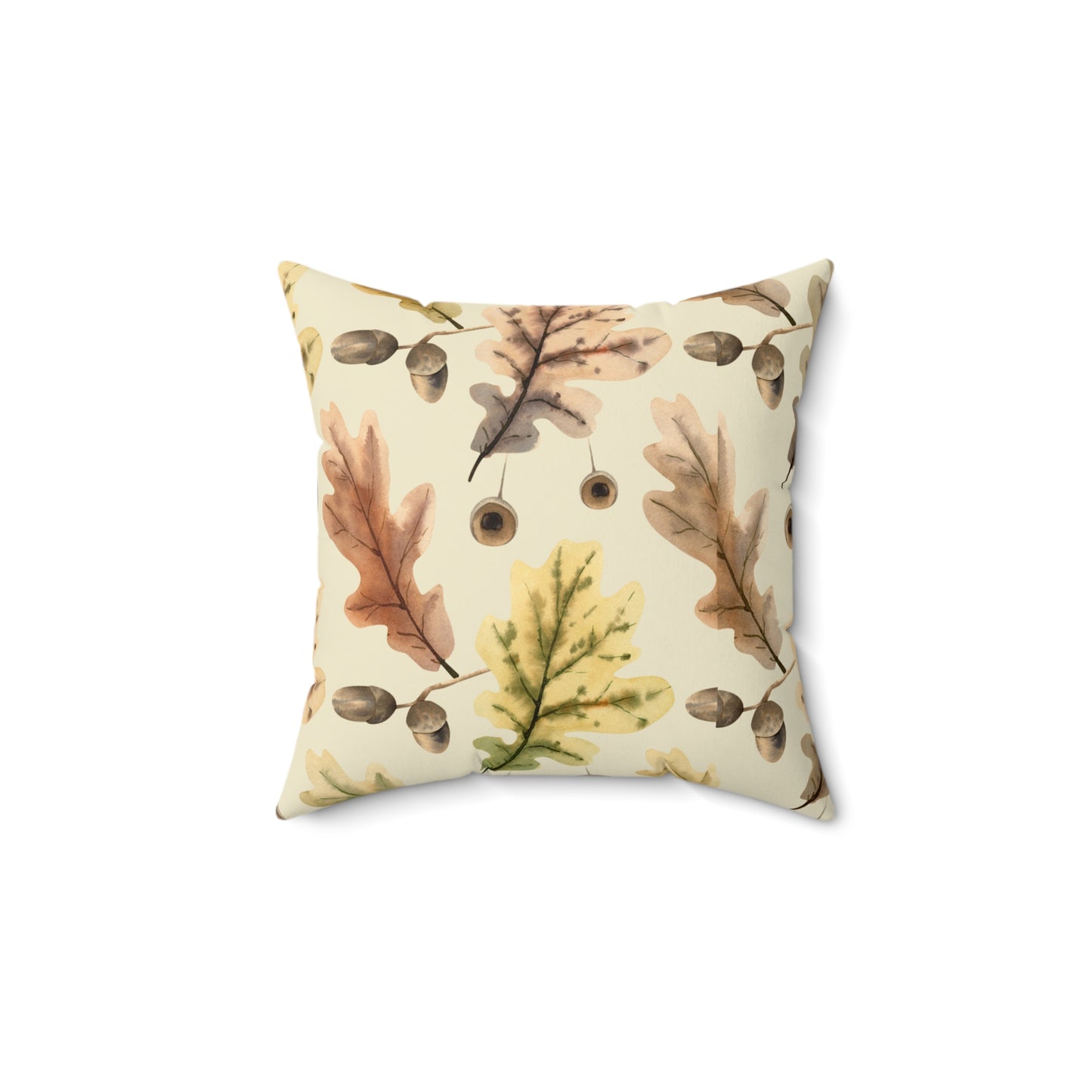 Oak Leaves Printed Square Pillow Cover with Insert - Multiple Sizes (14"x14", 16"x16", 18"x18", 20"x20"), Includes insert and zipper closure