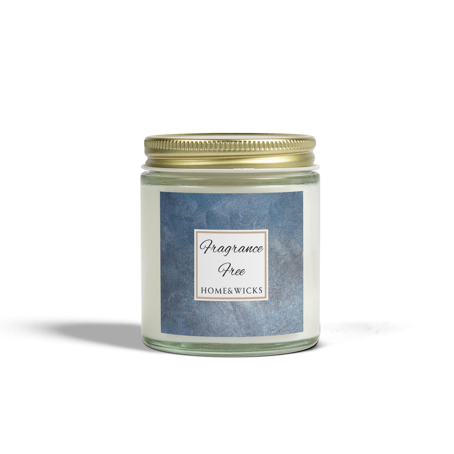 Unscented Coconut Apricot Wax Candle, 4 oz. Clear Jar with Gold Lid