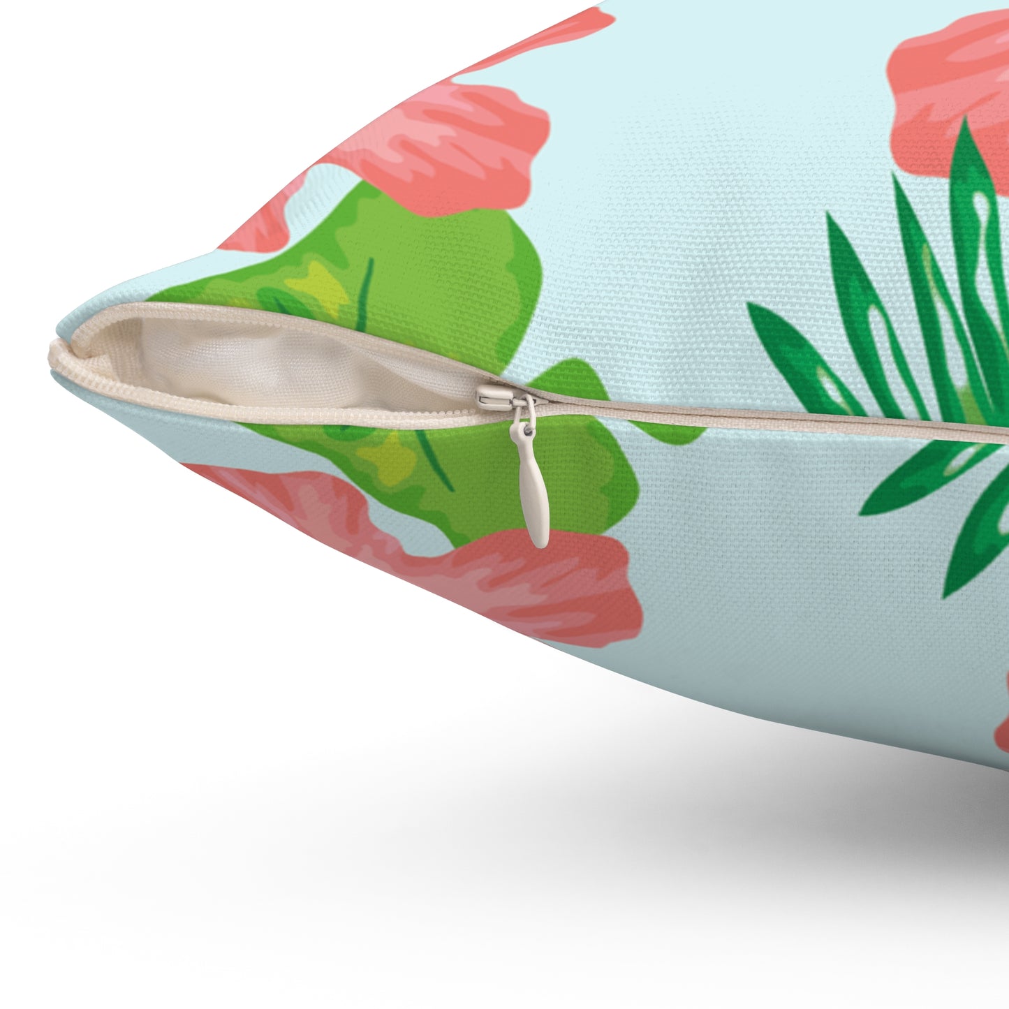 Tropical Island Printed Square Pillow Cover with Insert - Multiple Sizes (14"x14", 16"x16", 18"x18", 20"x20"), Includes insert and zipper closure
