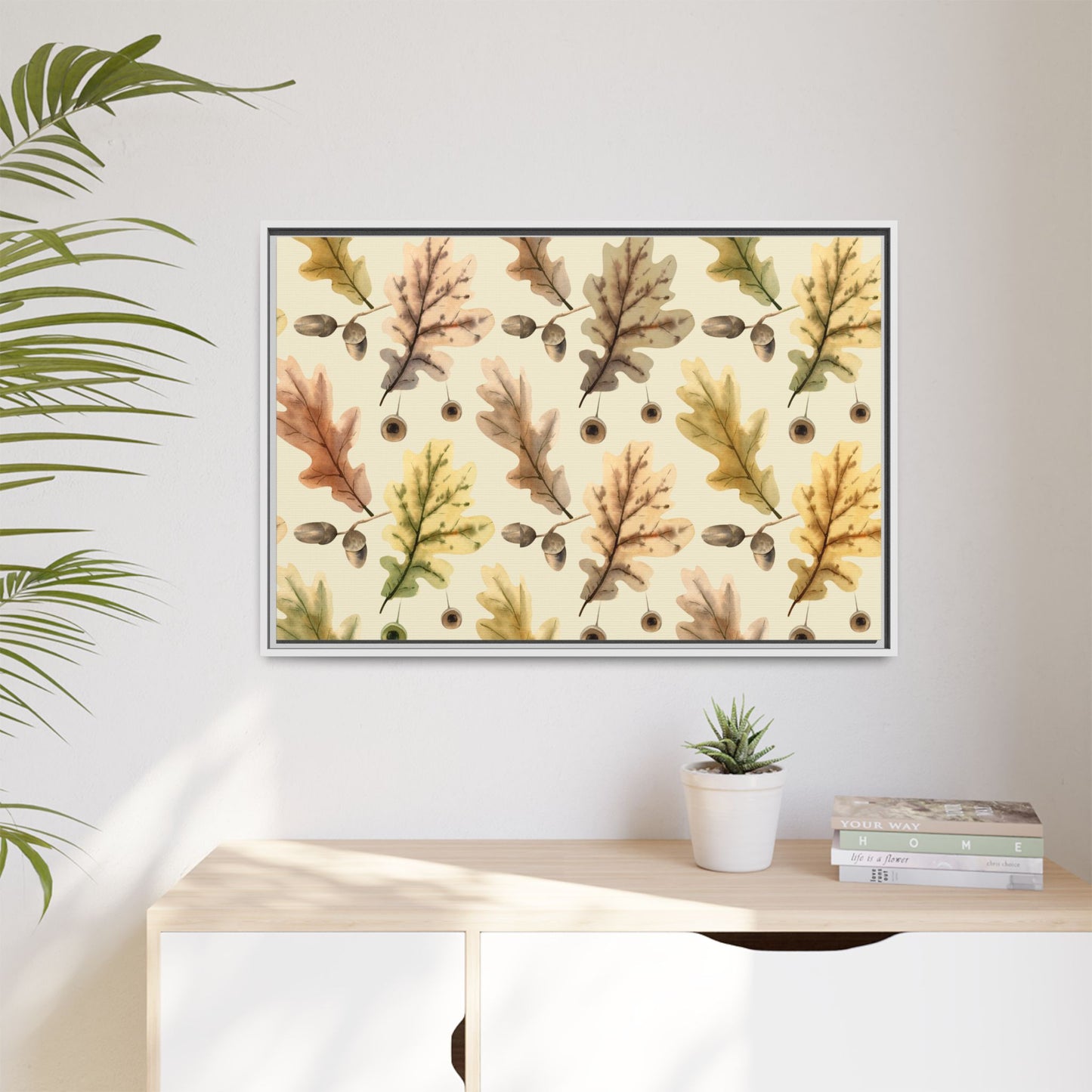 Oak Leaves Framed Matte Canvas Art - Multiple Frame Colors & Size Options