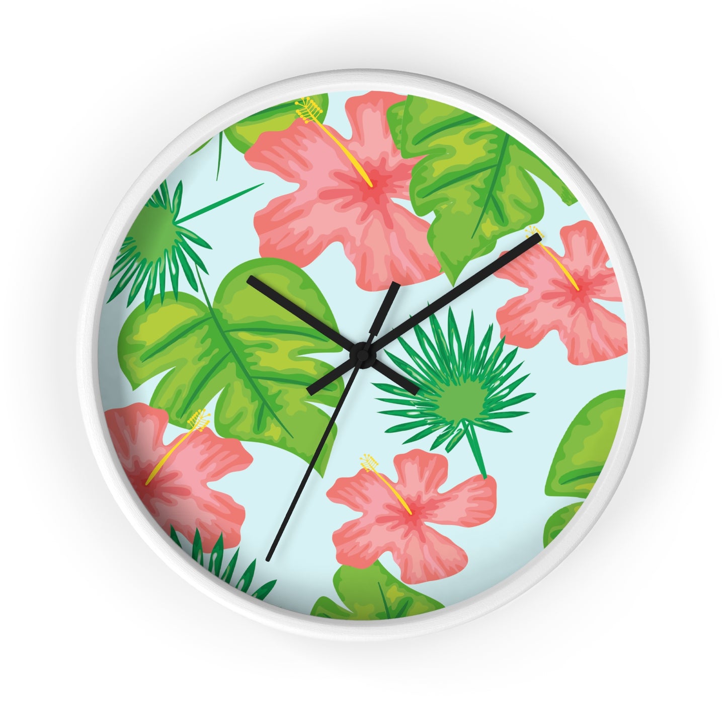 Tropical Island Wall Clock - Select from Black, White or Natural Wood Color