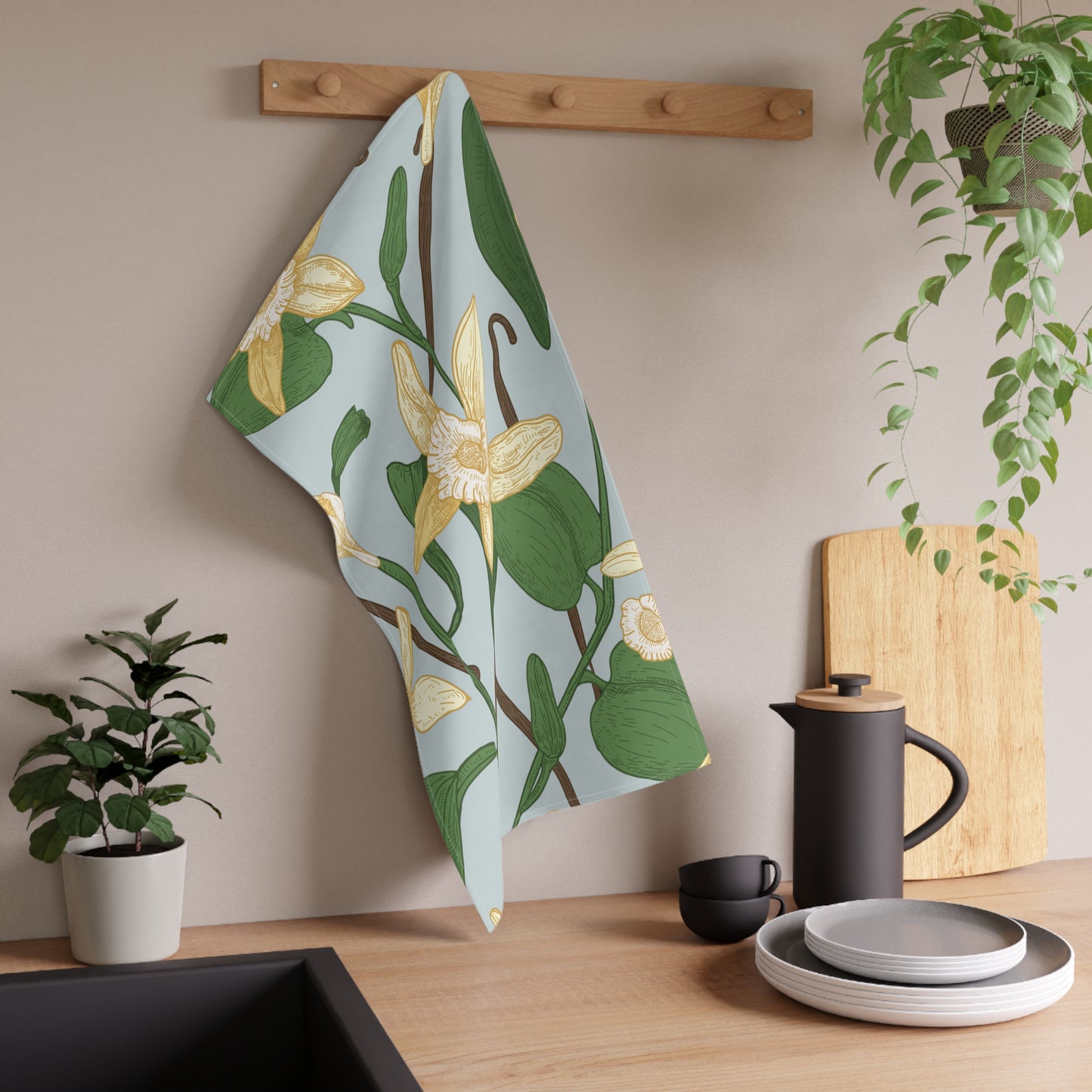 Vanilla Bean Printed Tea Towels - 100% Cotton Twill, 18" x 30"