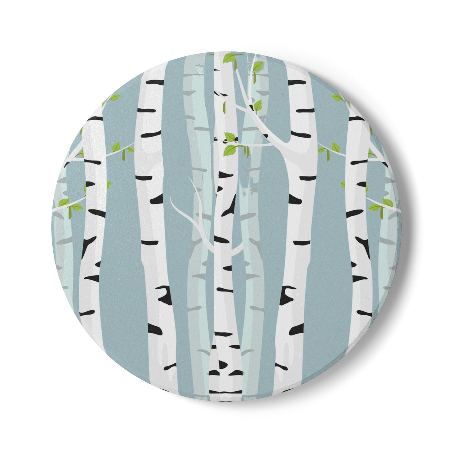 White Birch - Ceramic Tile Coaster, Cork Backed - Round or Square Size Choices, Perfect for Home Decor & Gifts - Priced per coaster