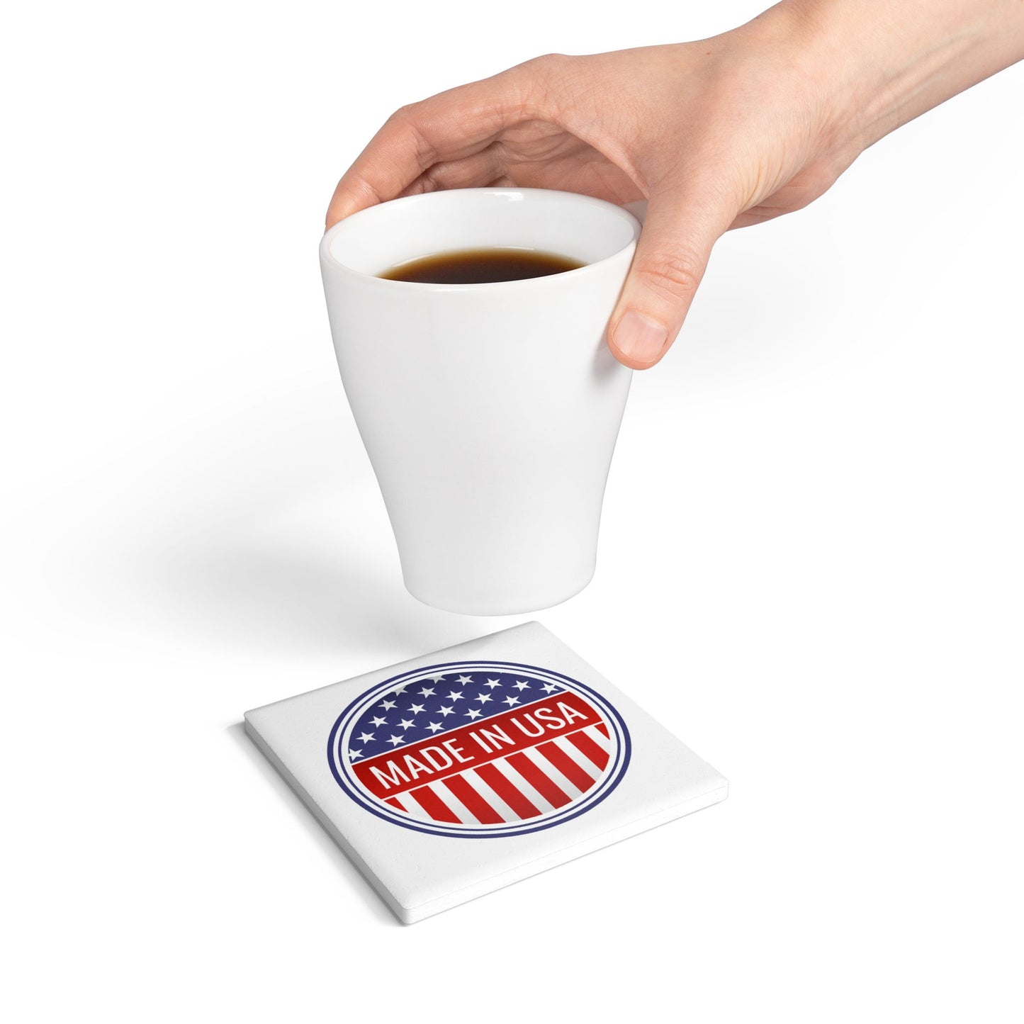 Made in USA ceramic tile coaster - Square or Round, Made in USA, 4th of July Decor, Gift for Home, Patriotic Coaster, American Flag Coaster - Priced per coaster