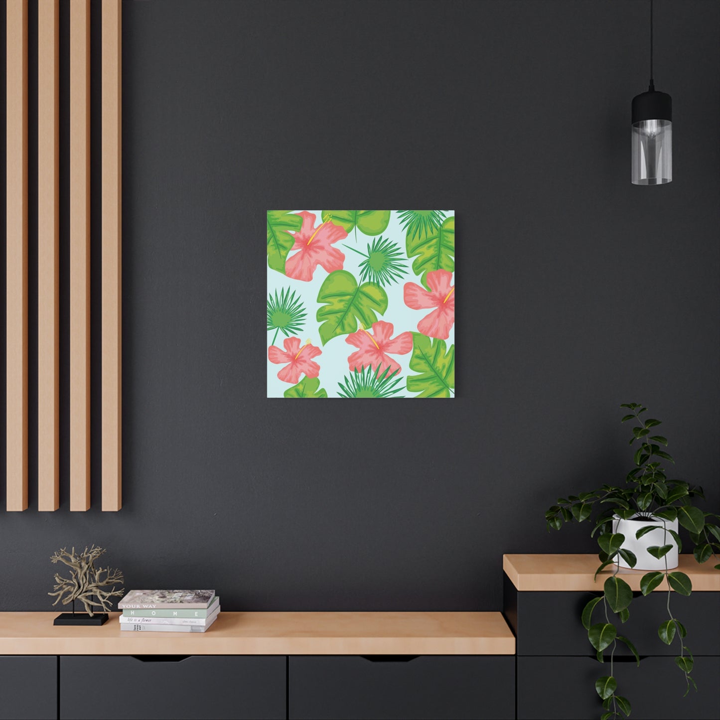 Tropical Island Canvas Art Print - Multiple Sizing Options - Tropical Art Wall Print, Floral Matte Canvas Home Decor