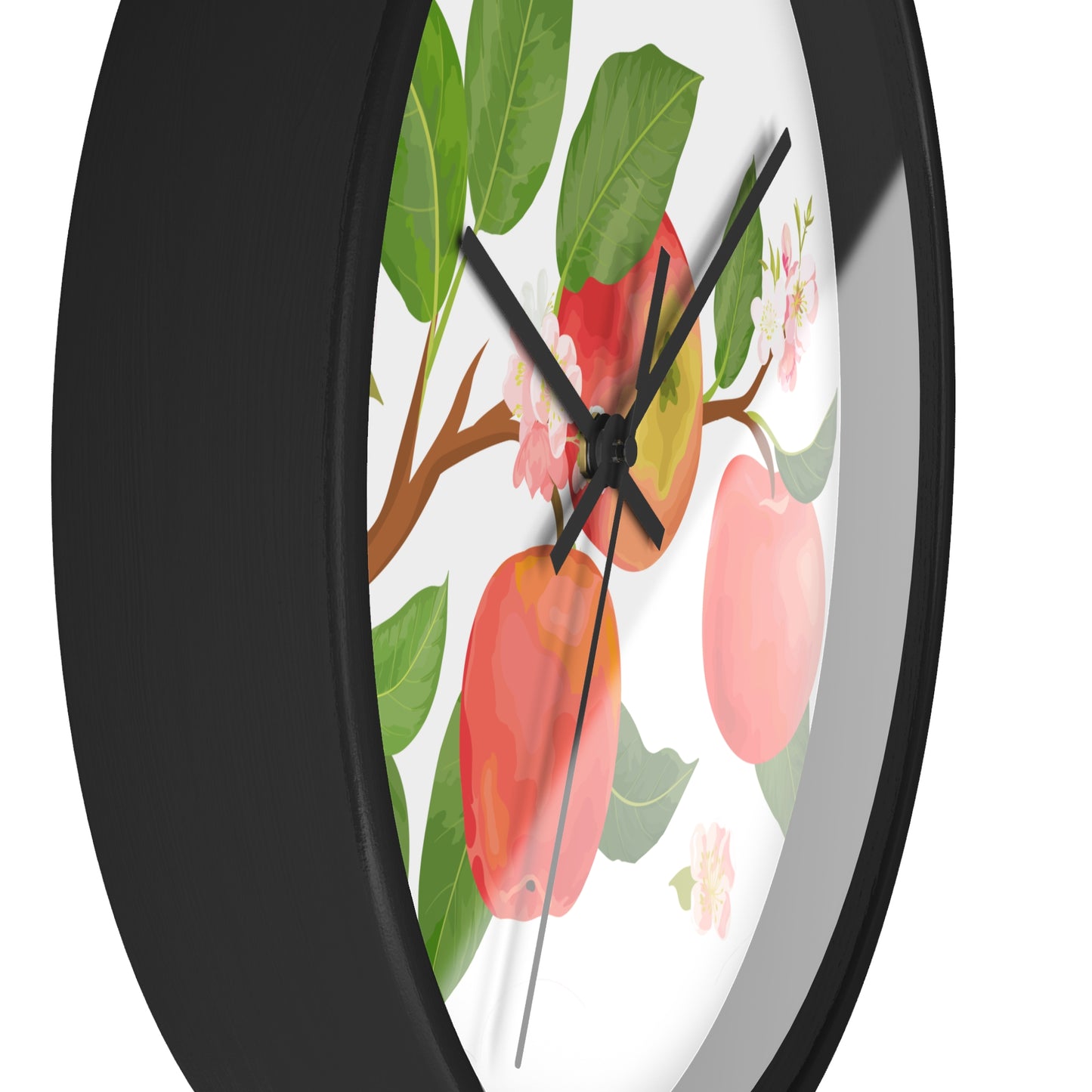 Apple Harvest Wall Clock - Select from Black, White or Natural Wood Color