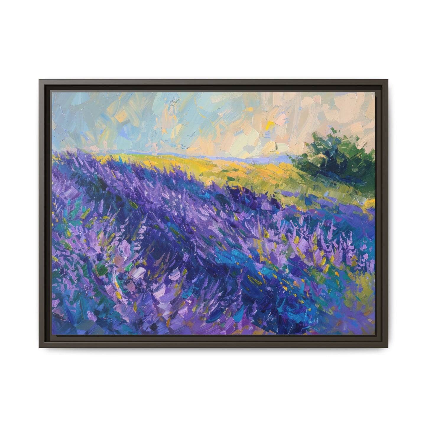 Lavender Fields Framed Matte Canvas Art - Multiple Frame Colors & Size Options