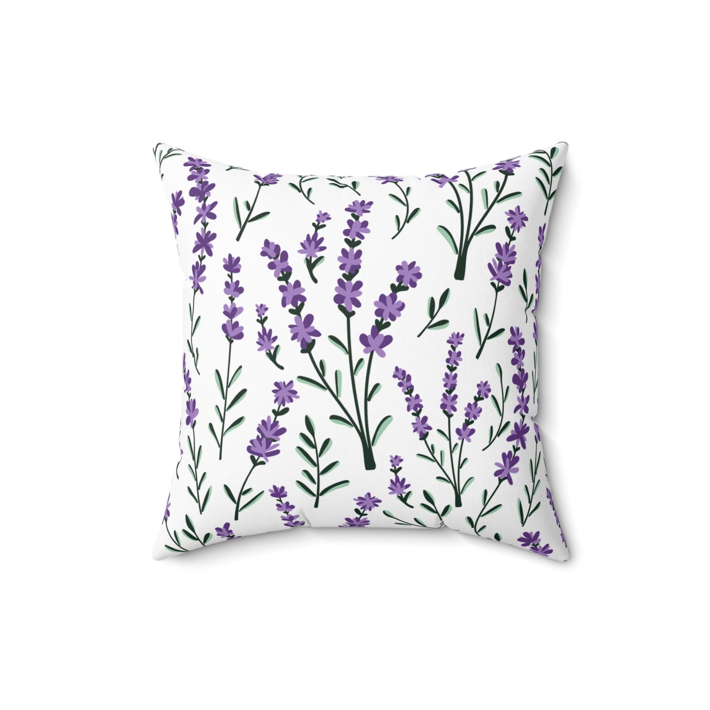 Lavender White Printed Square Pillow Cover with Insert - Multiple Sizes (14"x14", 16"x16", 18"x18", 20"x20"), Includes insert and zipper closure