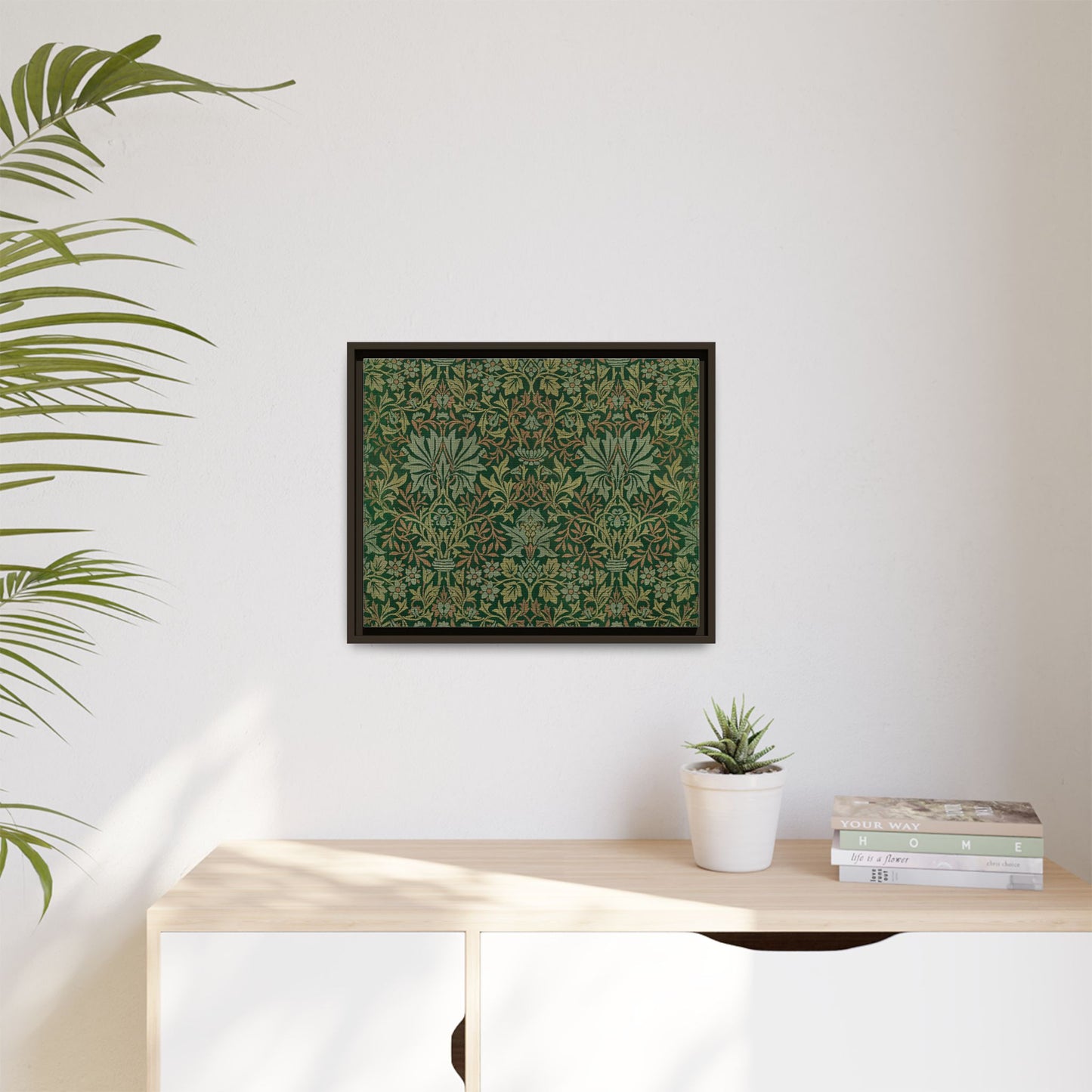 Flower Garden Framed Matte Canvas Art - Multiple Frame Colors & Size Options