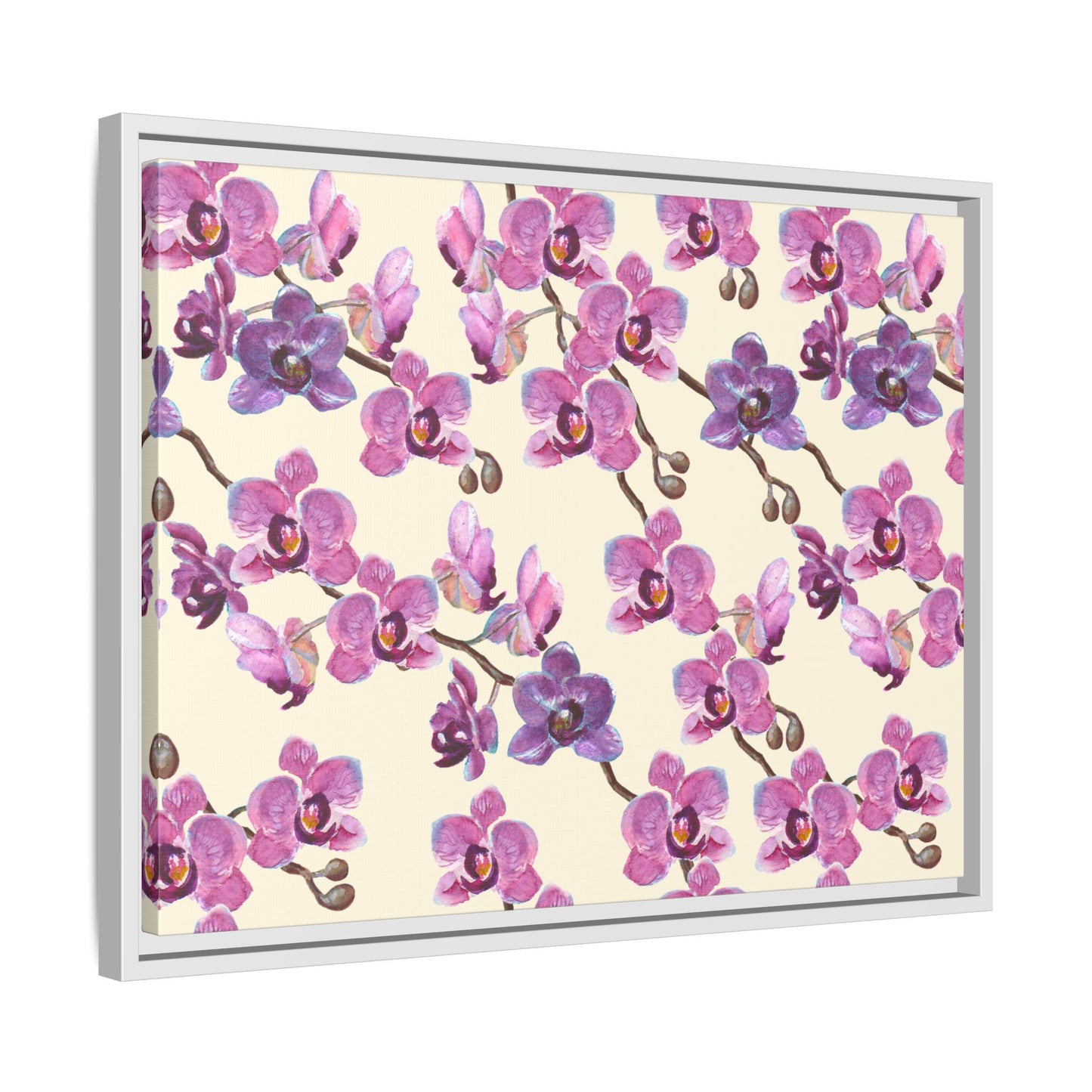 Vanilla Orchid Framed Matte Canvas Art - Multiple Frame Colors & Size Options