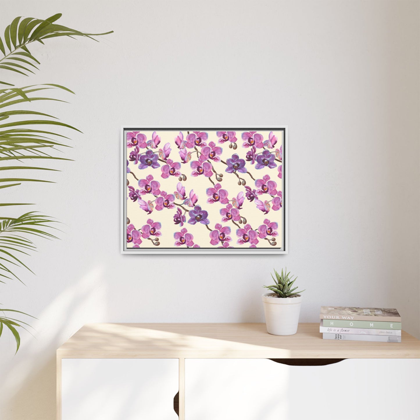 Vanilla Orchid Framed Matte Canvas Art - Multiple Frame Colors & Size Options