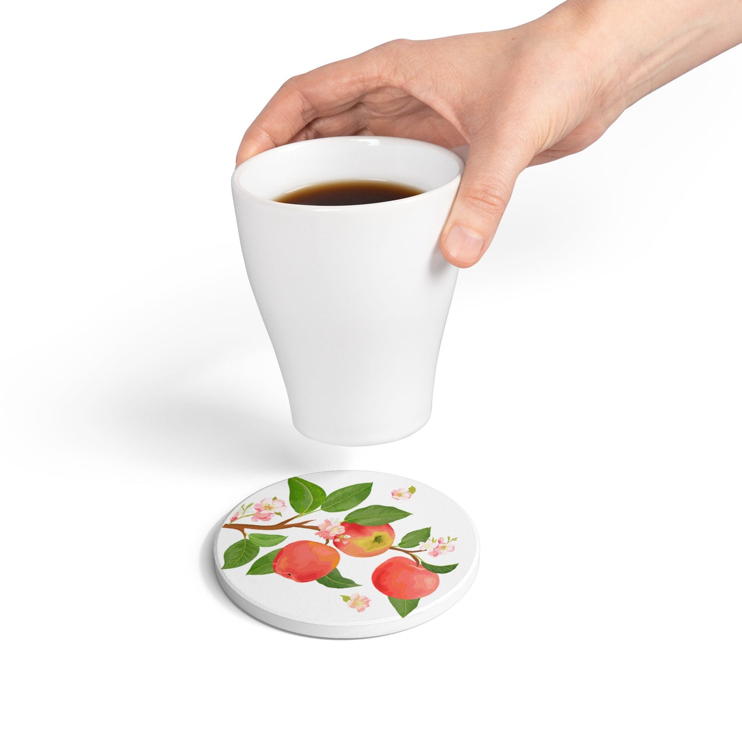 Apple Harvest - Ceramic Tile Coaster, Cork Backed - Round or Square Size Choices, Perfect for Apple Home Decor & Gifts - Priced per coaster