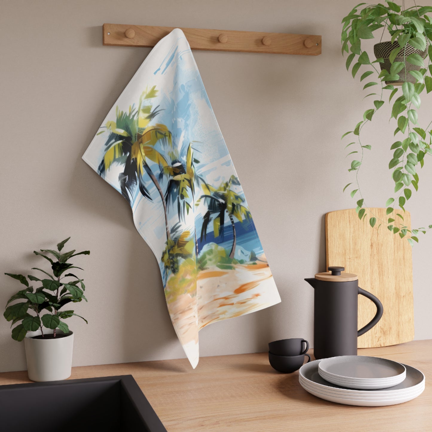 Tropical Retreat Printed Tea Towels - 100% Cotton Twill, 18" x 30"