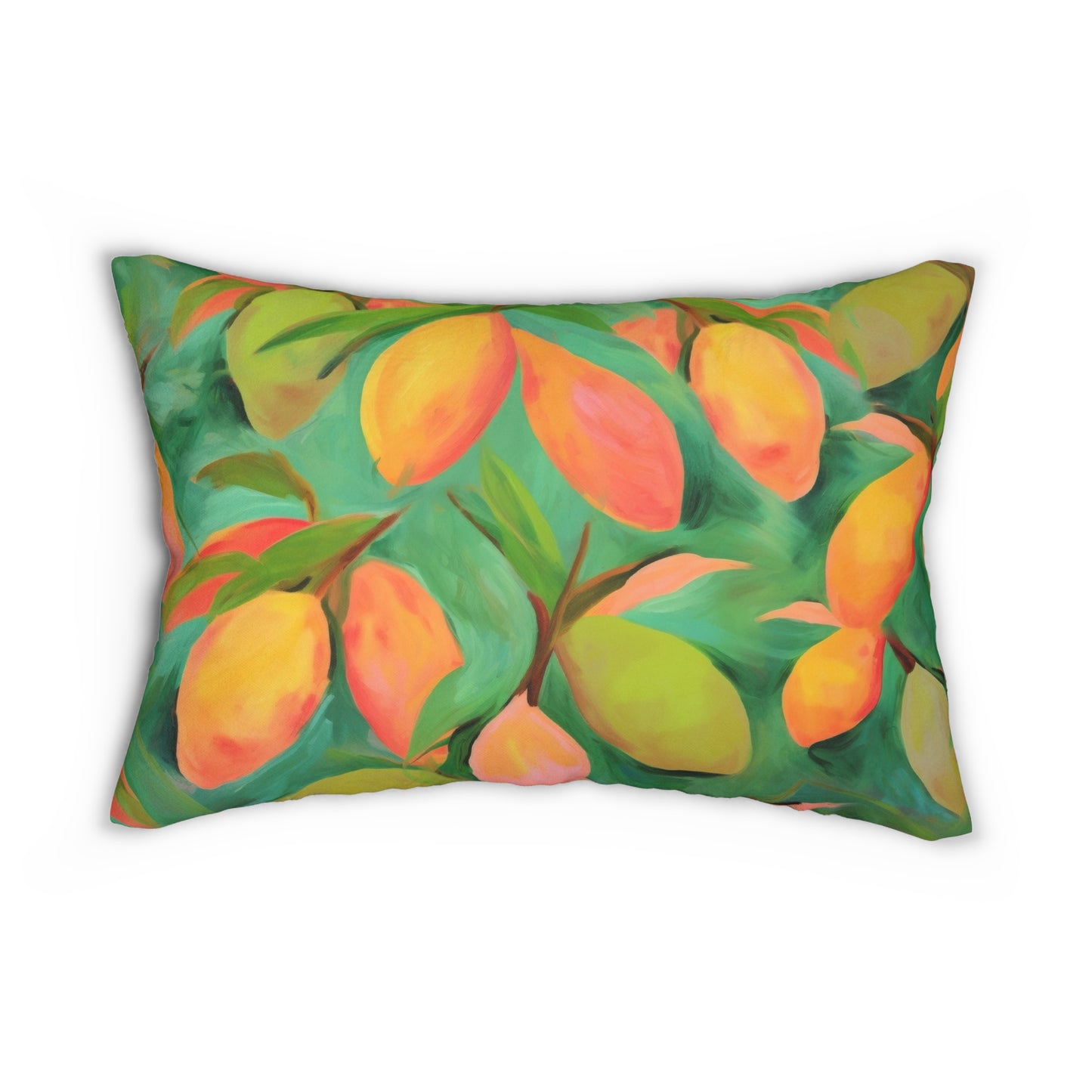 Mangoes Printed Lumbar Pillow with Insert (20" x 14") - Includes insert and zipper closure