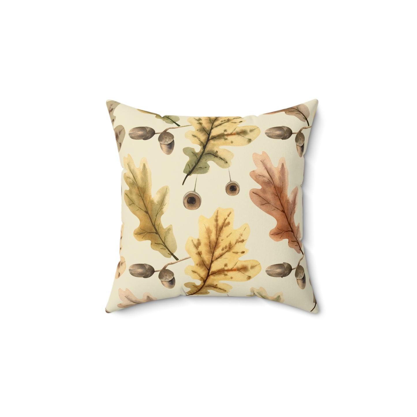 Oak Leaves Printed Square Pillow Cover with Insert - Multiple Sizes (14"x14", 16"x16", 18"x18", 20"x20"), Includes insert and zipper closure
