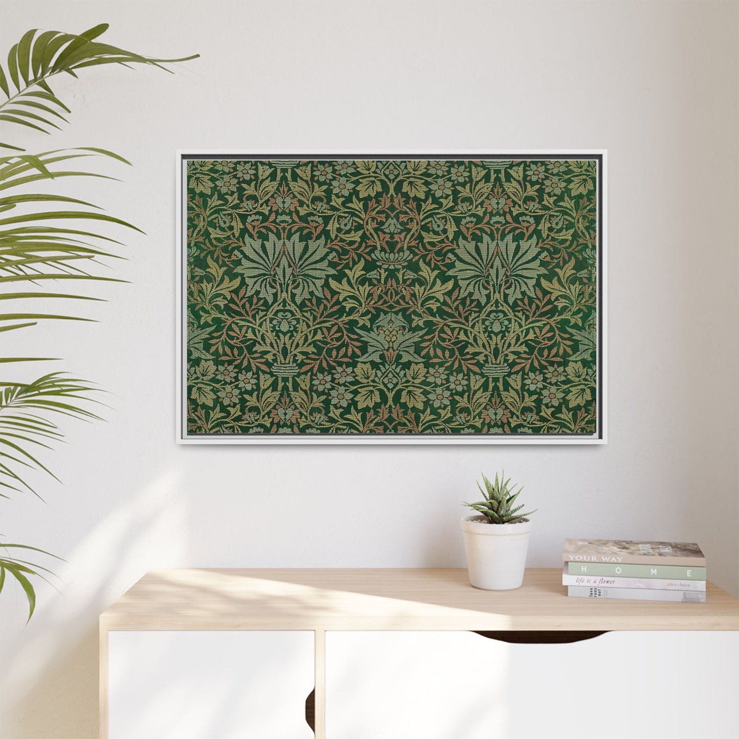 Flower Garden Framed Matte Canvas Art - Multiple Frame Colors & Size Options