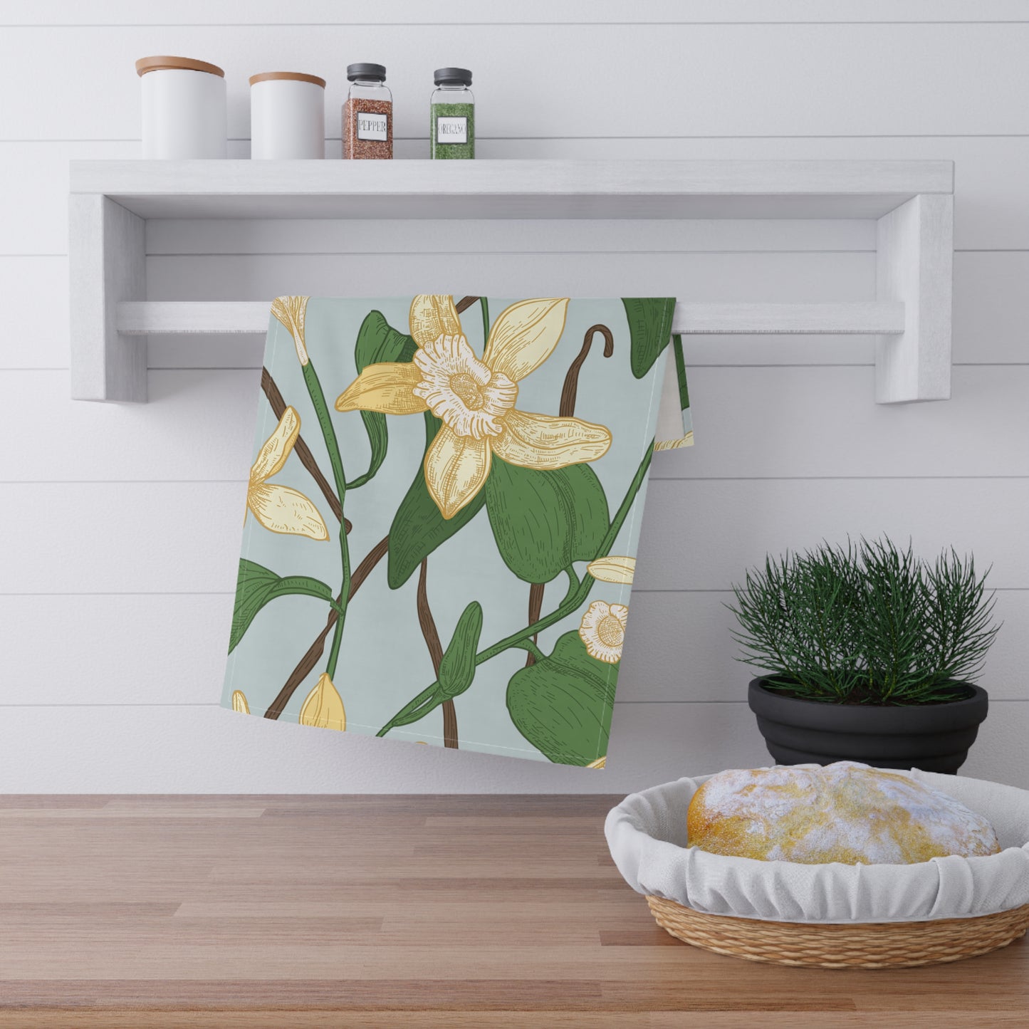 Vanilla Bean Printed Tea Towels - 100% Cotton Twill, 18" x 30"