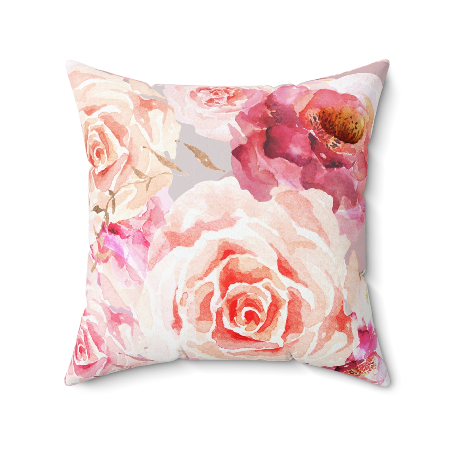 Bohemian Rose Printed Square Pillow Cover with Insert - Multiple Sizes (14"x14", 16"x16", 18"x18", 20"x20"), Includes insert and zipper closure