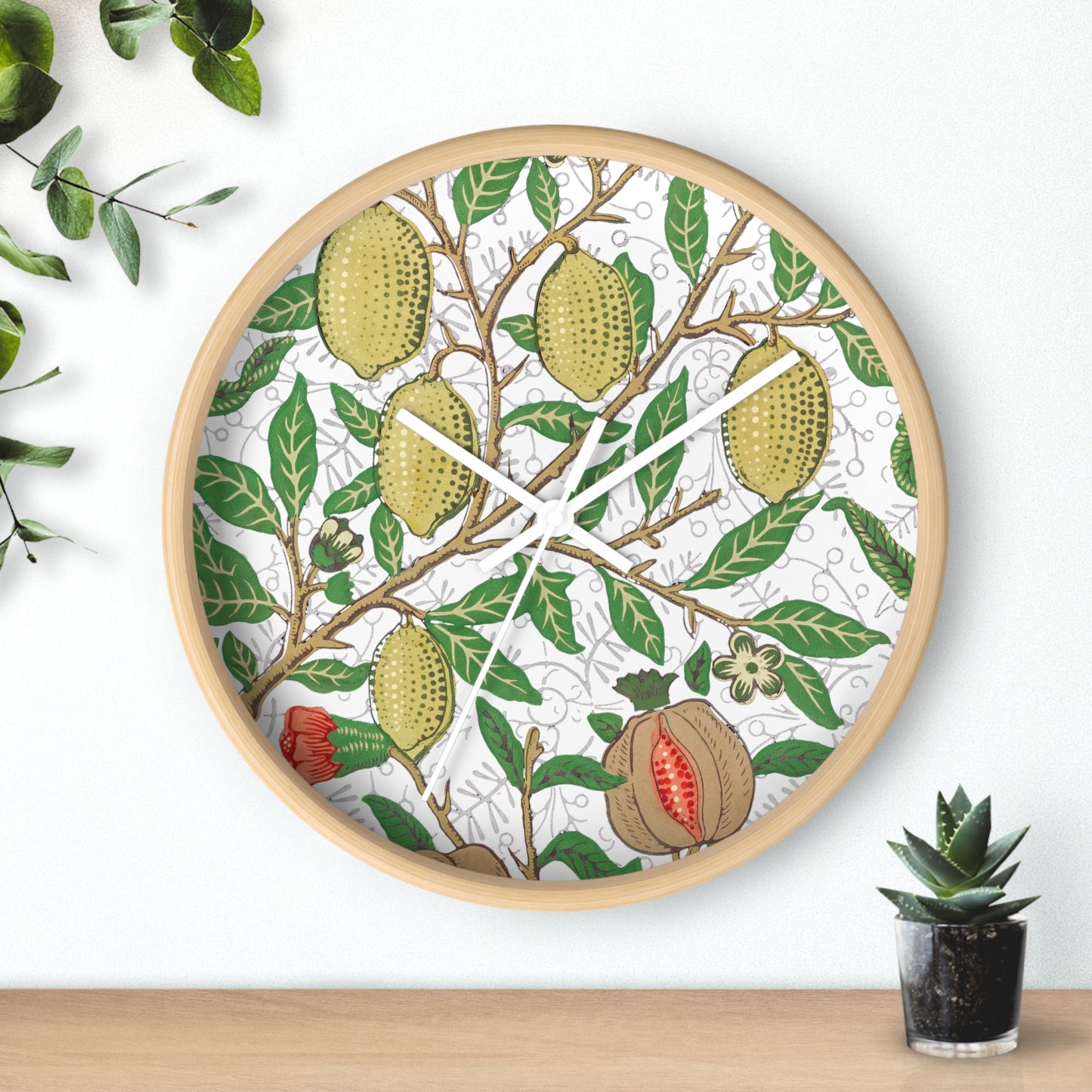 Lemon Verbena Wall Clock - Select from Black, White or Natural Wood Color
