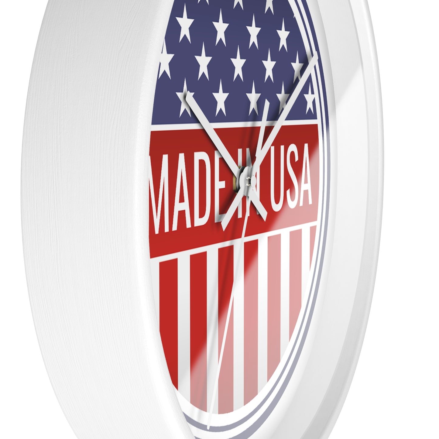 Made in USA Wall Clock - Select from Black, White or Natural Wood Frame Color - Patriotic Wall Clock - Made in USA Design, Home Decor, Americana Gift, Unique Wall Art, Independence Day Decoration