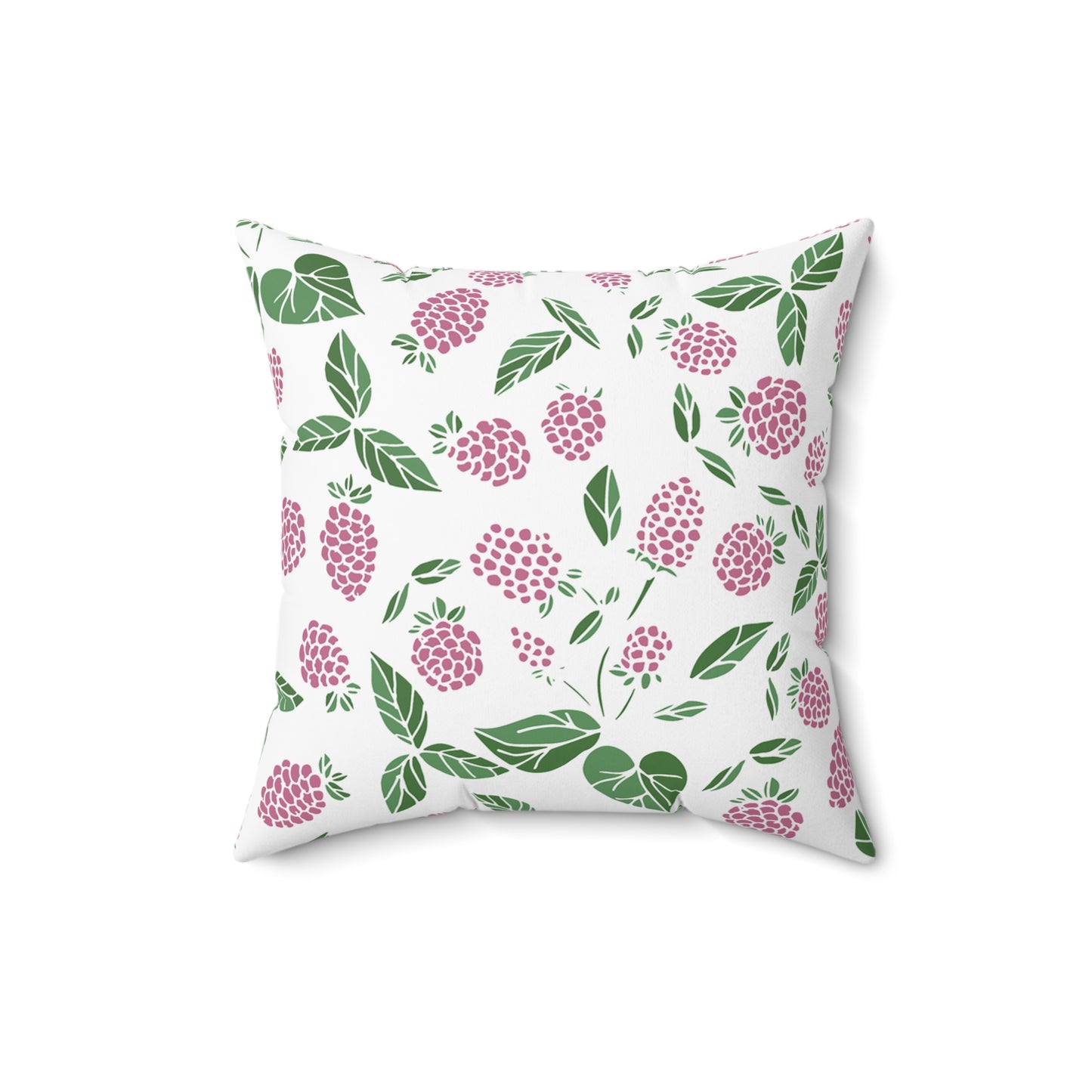 Pink Berry Printed Square Pillow Cover with Insert - Multiple Sizes (14"x14", 16"x16", 18"x18", 20"x20"), Includes insert and zipper closure
